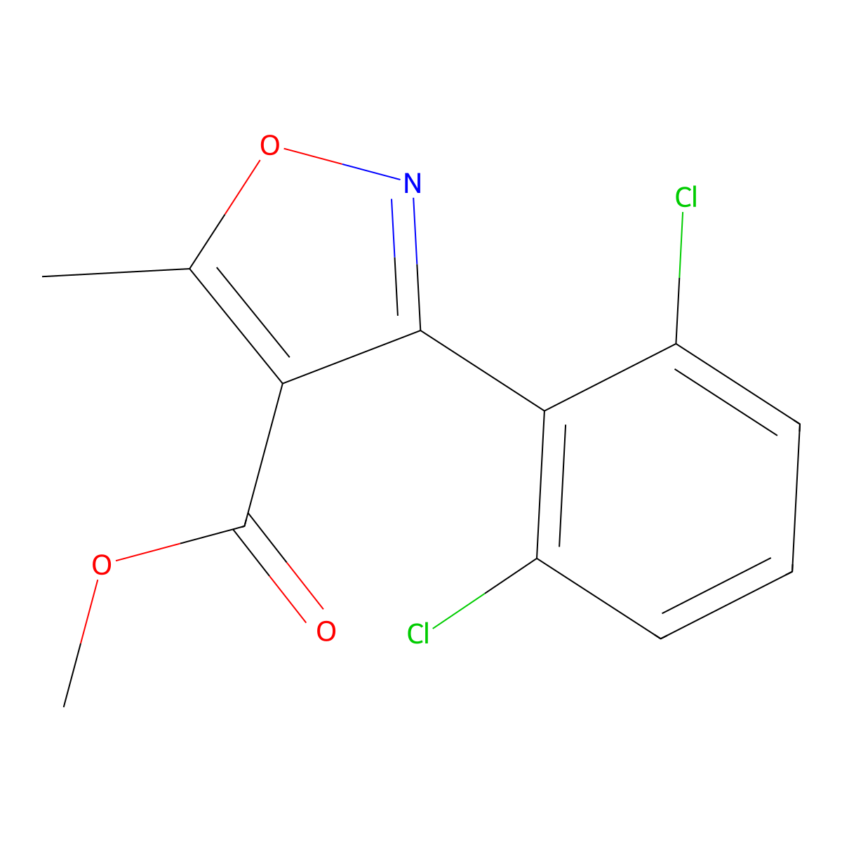 Methyl 3-(2,6-dichlorophenyl)-5-methylisoxazole-4-carboxylate molecular structure, CAS 4402-83-9