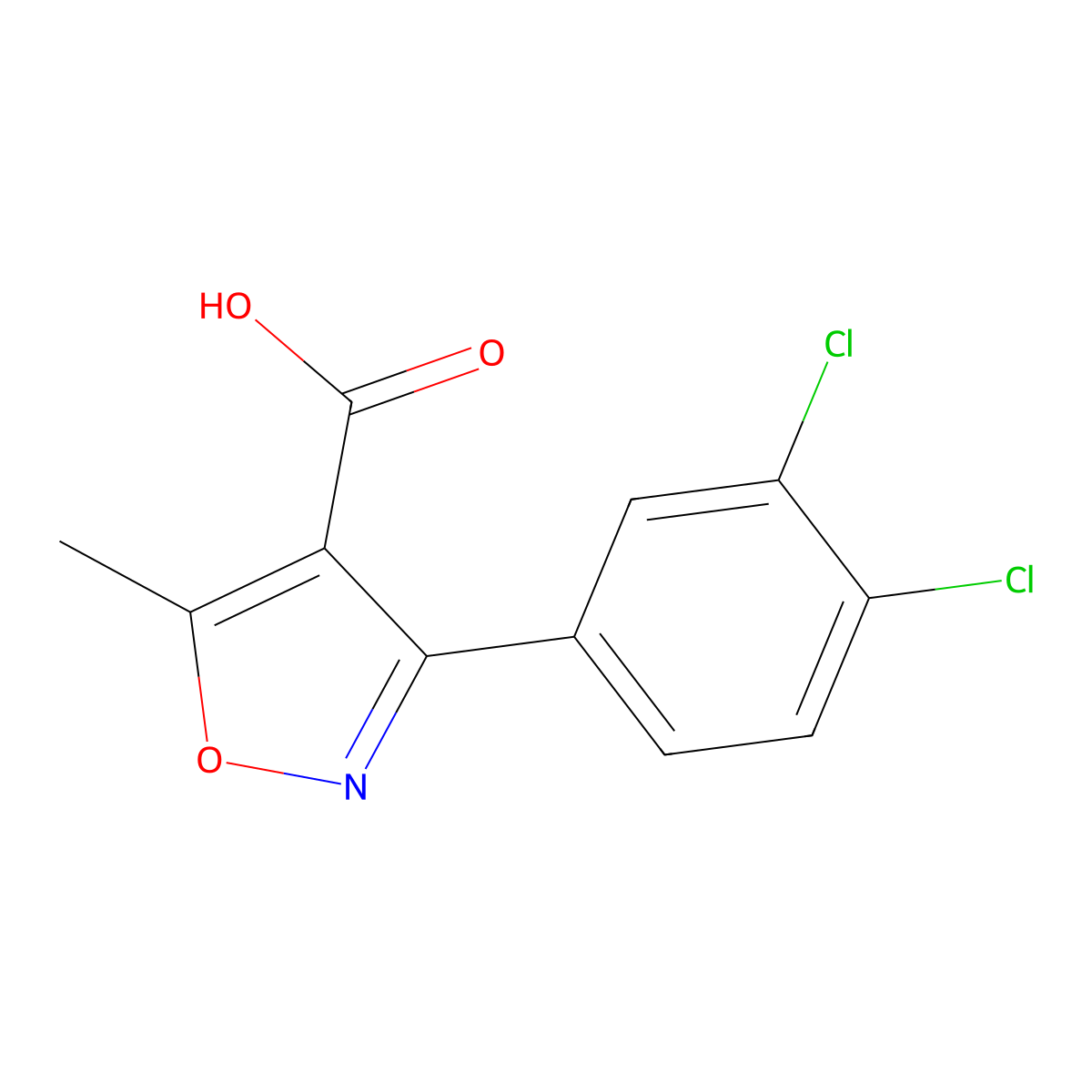 3-(3,4-Dichlorophenyl)-5-methyl-1,2-oxazole-4-carboxylic acid molecular structure, CAS 4402-86-2