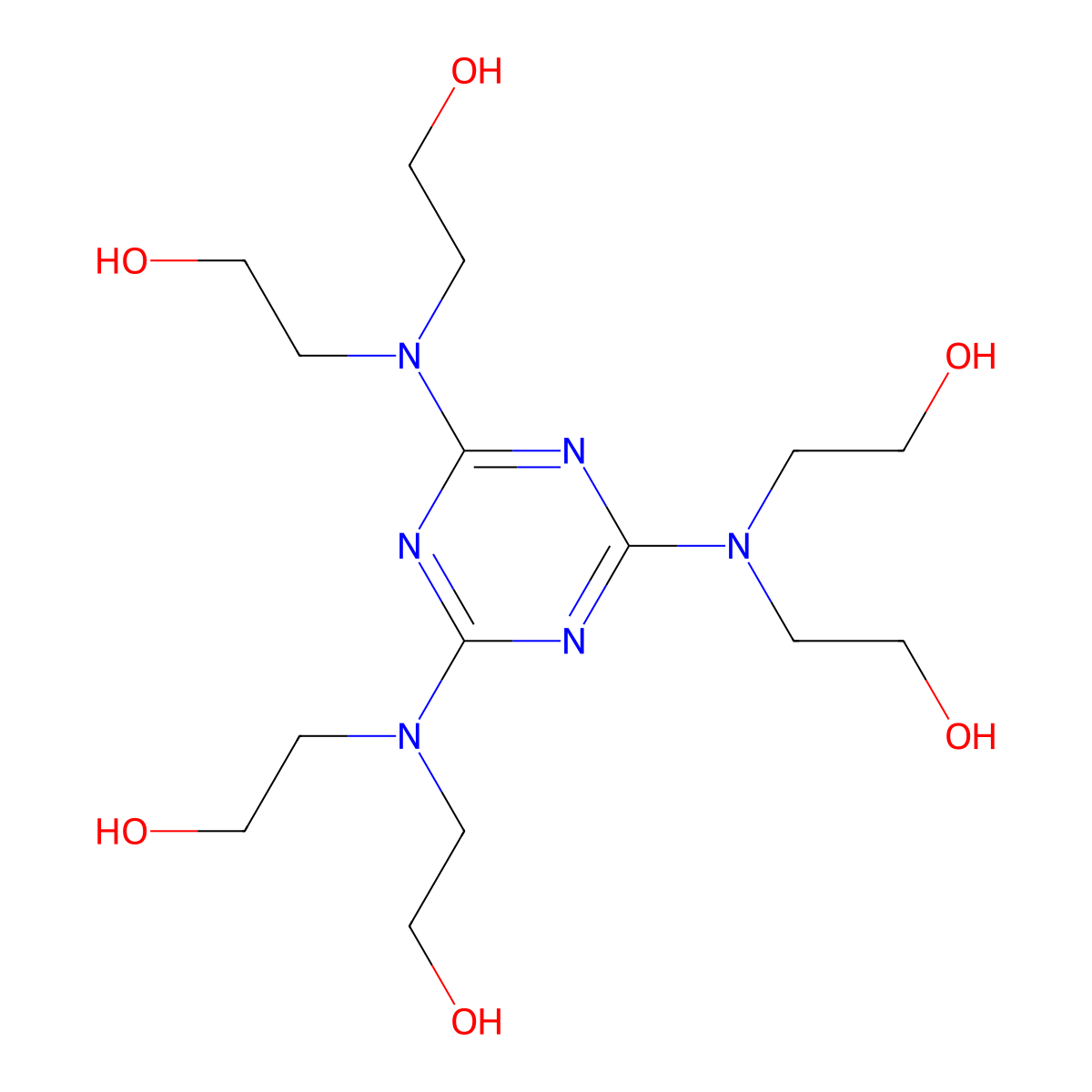 2,2',2'',2''',2'''',2'''''-(1,3,5-Triazine-2,4,6-triyltrinitrilo)hexakisethanol molecular structure, CAS 4403-08-1