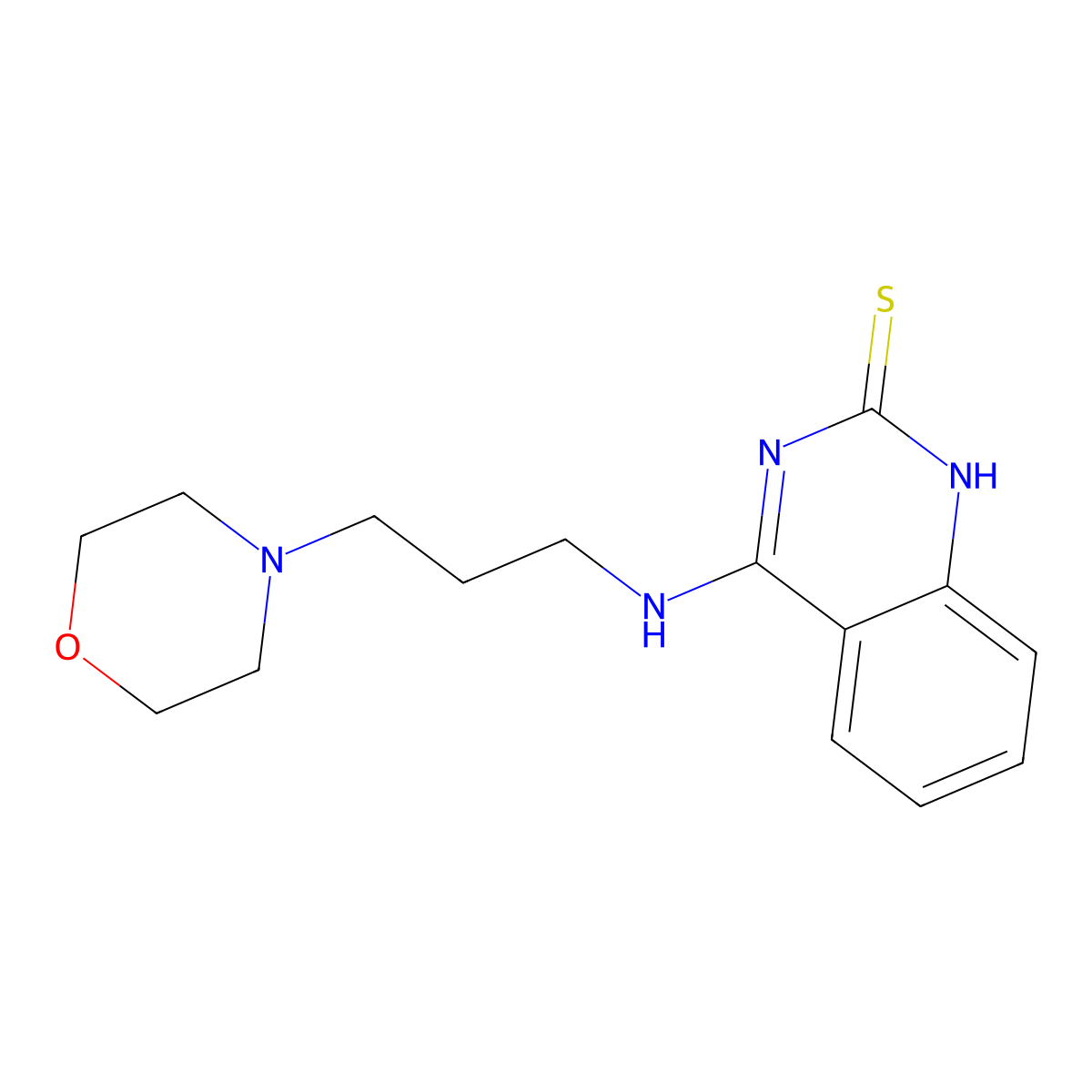 4-((3-morpholinopropyl)amino)quinazoline-2(1H)-thione molecular structure, CAS 440322-28-1