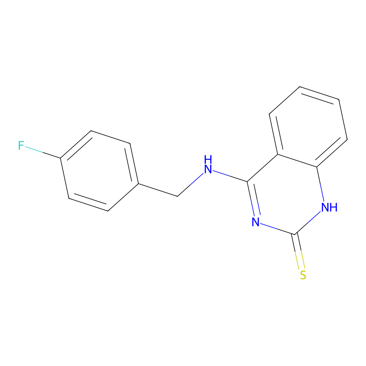 4-[(4-fluorophenyl)methylamino]-1H-quinazoline-2-thione molecular structure, CAS 440322-32-7