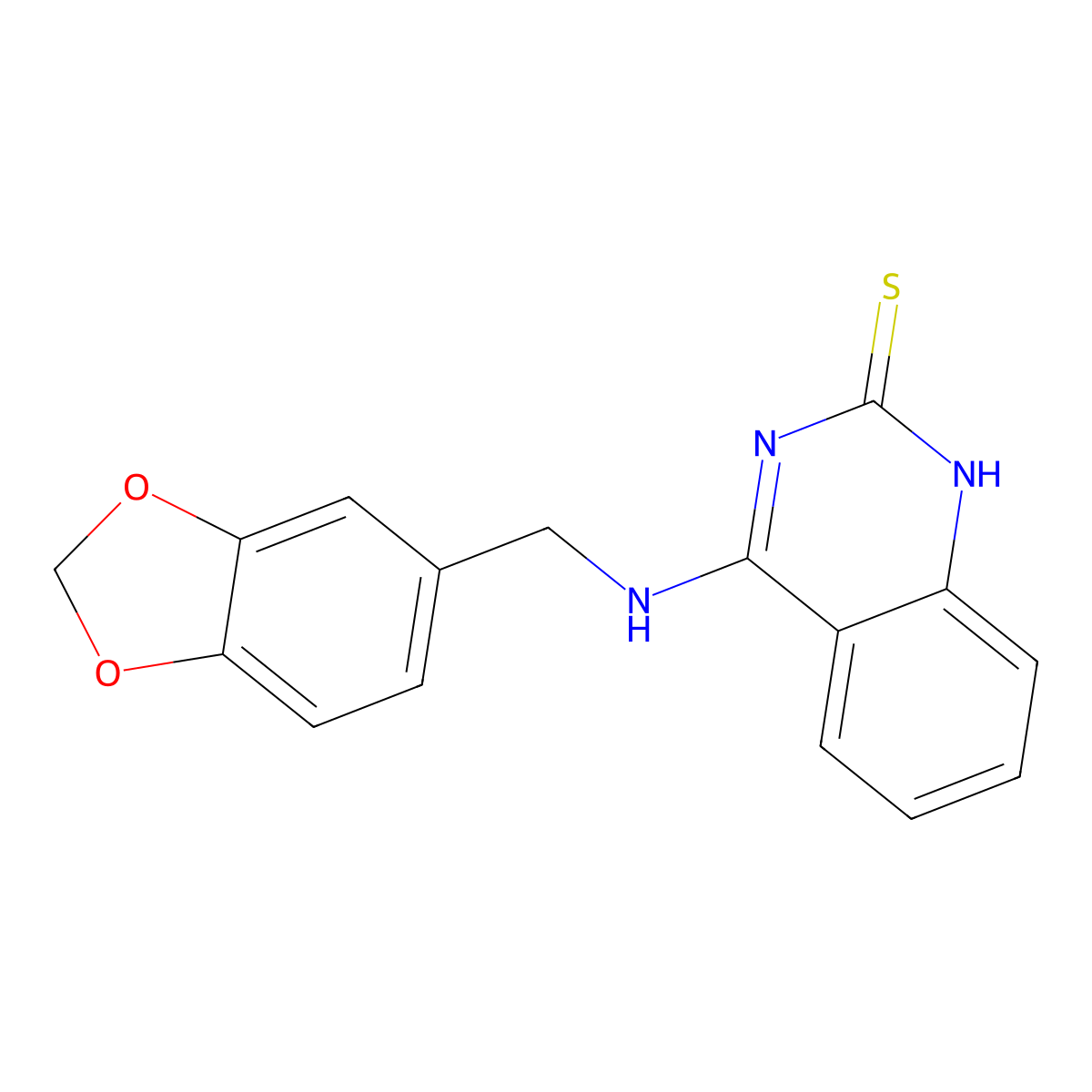 4-(1,3-benzodioxol-5-ylmethylamino)-1H-quinazoline-2-thione molecular structure, CAS 440322-35-0