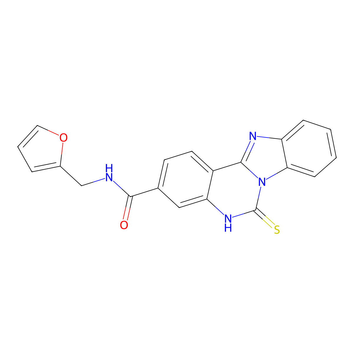 N-(furan-2-ylmethyl)-6-sulfanylidene-5H-benzimidazolo[1,2-c]quinazoline-3-carboxamide molecular structure, CAS 440322-48-5