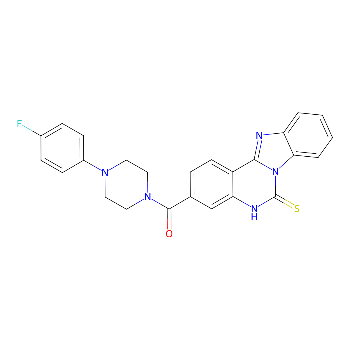 [4-(4-fluorophenyl)piperazin-1-yl]-(6-sulfanylidene-5H-benzimidazolo[1,2-c]quinazolin-3-yl)methanone molecular structure, CAS 440322-55-4