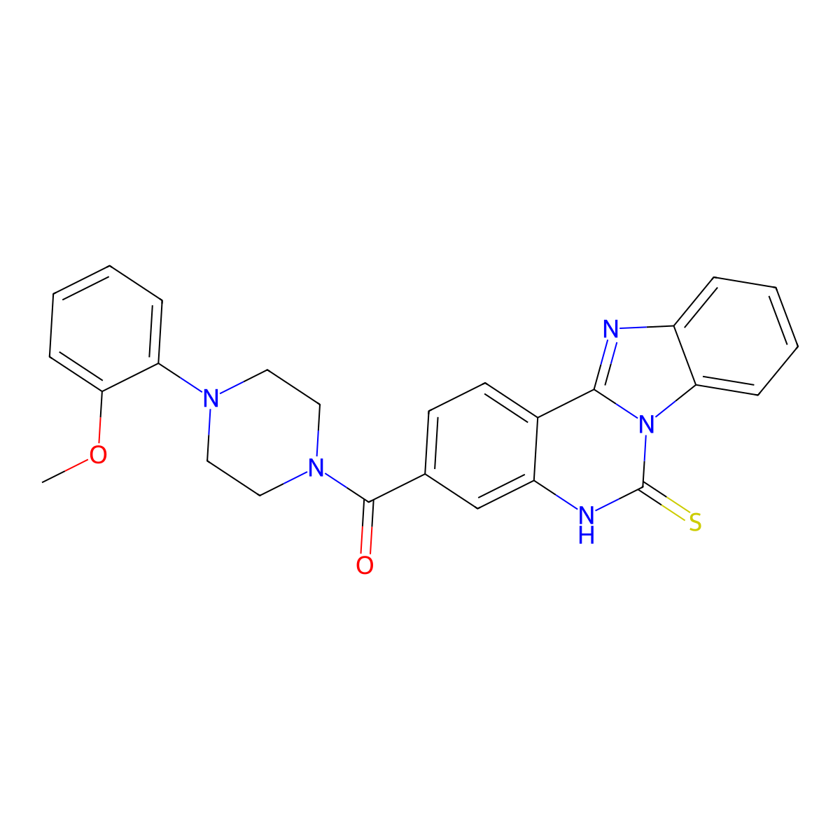 5-[4-(2-Methoxyphenyl)piperazine-1-carbonyl]-8,10,17-triazatetracyclo[8.7.0.0^{2,7}.0^{11,16}]heptadeca-1(17),2,4,6,11(16),12,14-heptaene-9-thione molecular structure, CAS 440322-56-5