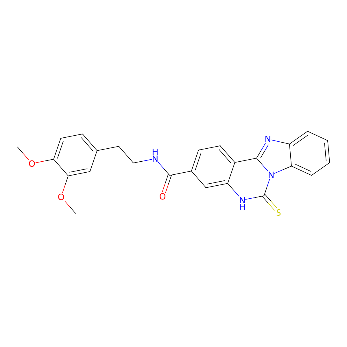 N-[2-(3,4-dimethoxyphenyl)ethyl]-6-sulfanylidene-5H-benzimidazolo[1,2-c]quinazoline-3-carboxamide molecular structure, CAS 440322-66-7