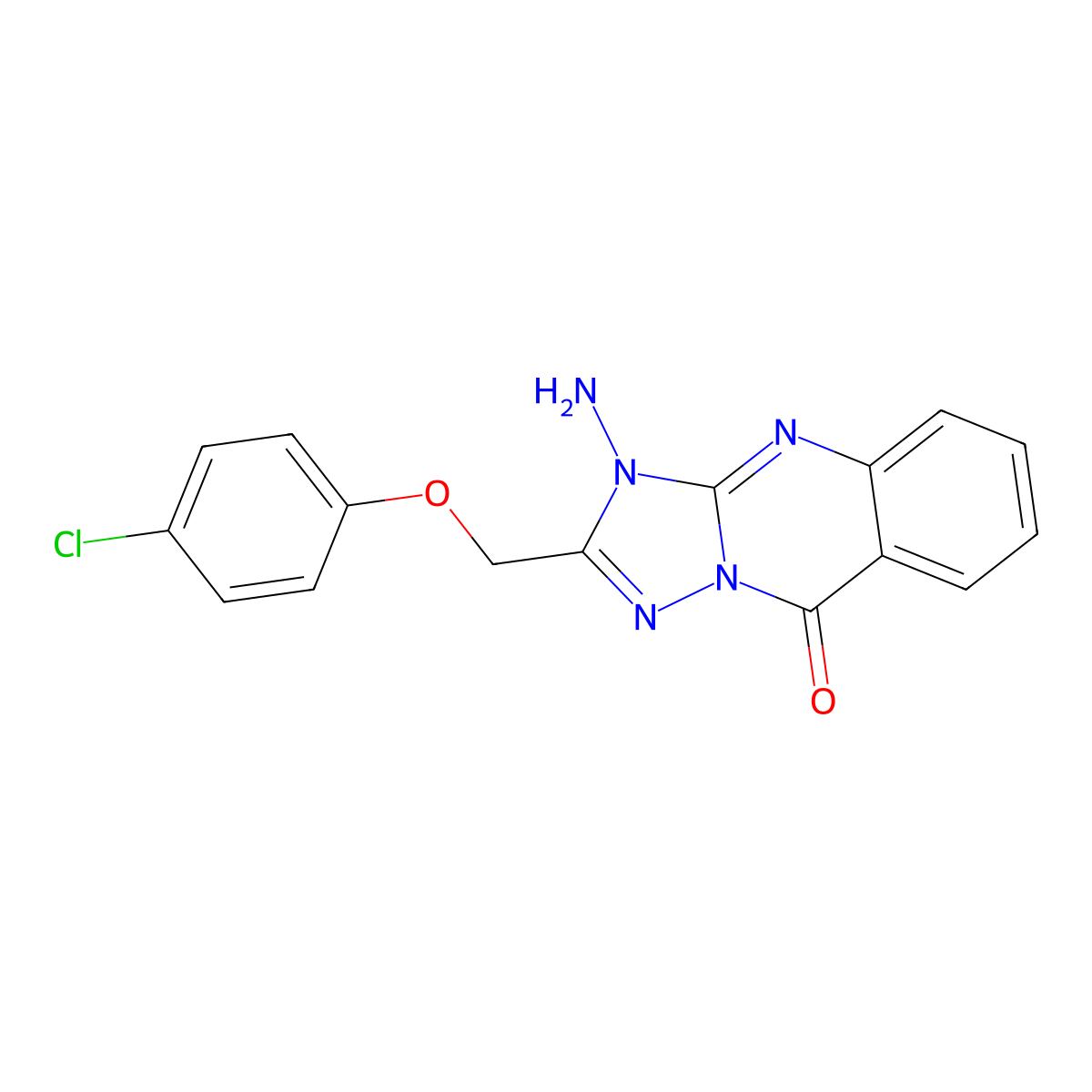 3-amino-2-((4-chlorophenoxy)methyl)-[1,2,4]triazolo[5,1-b]quinazolin-9(3H)-one molecular structure, CAS 440322-94-1