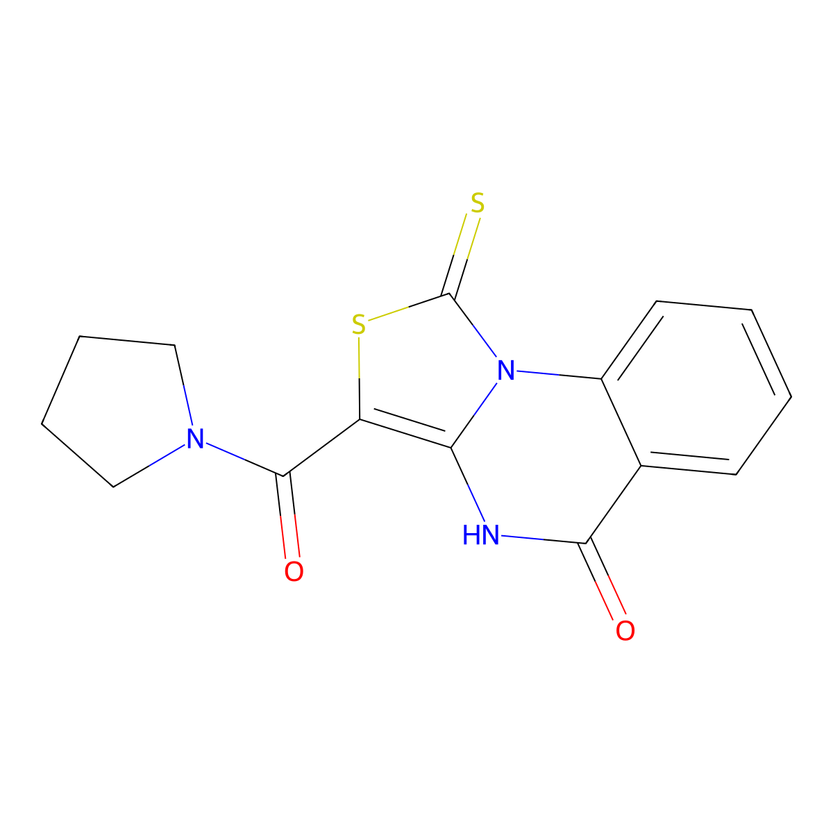 3-(pyrrolidin-1-ylcarbonyl)-1-thioxo[1,3]thiazolo[3,4-a]quinazolin-5(4H)-one molecular structure, CAS 440323-46-6