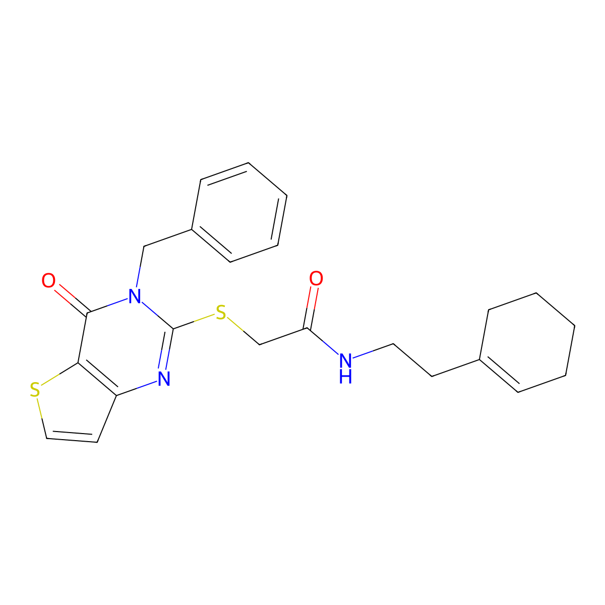 2-({3-benzyl-4-oxo-3H,4H-thieno[3,2-d]pyrimidin-2-yl}sulfanyl)-N-[2-(cyclohex-1-en-1-yl)ethyl]acetamide molecular structure, CAS 440323-71-7