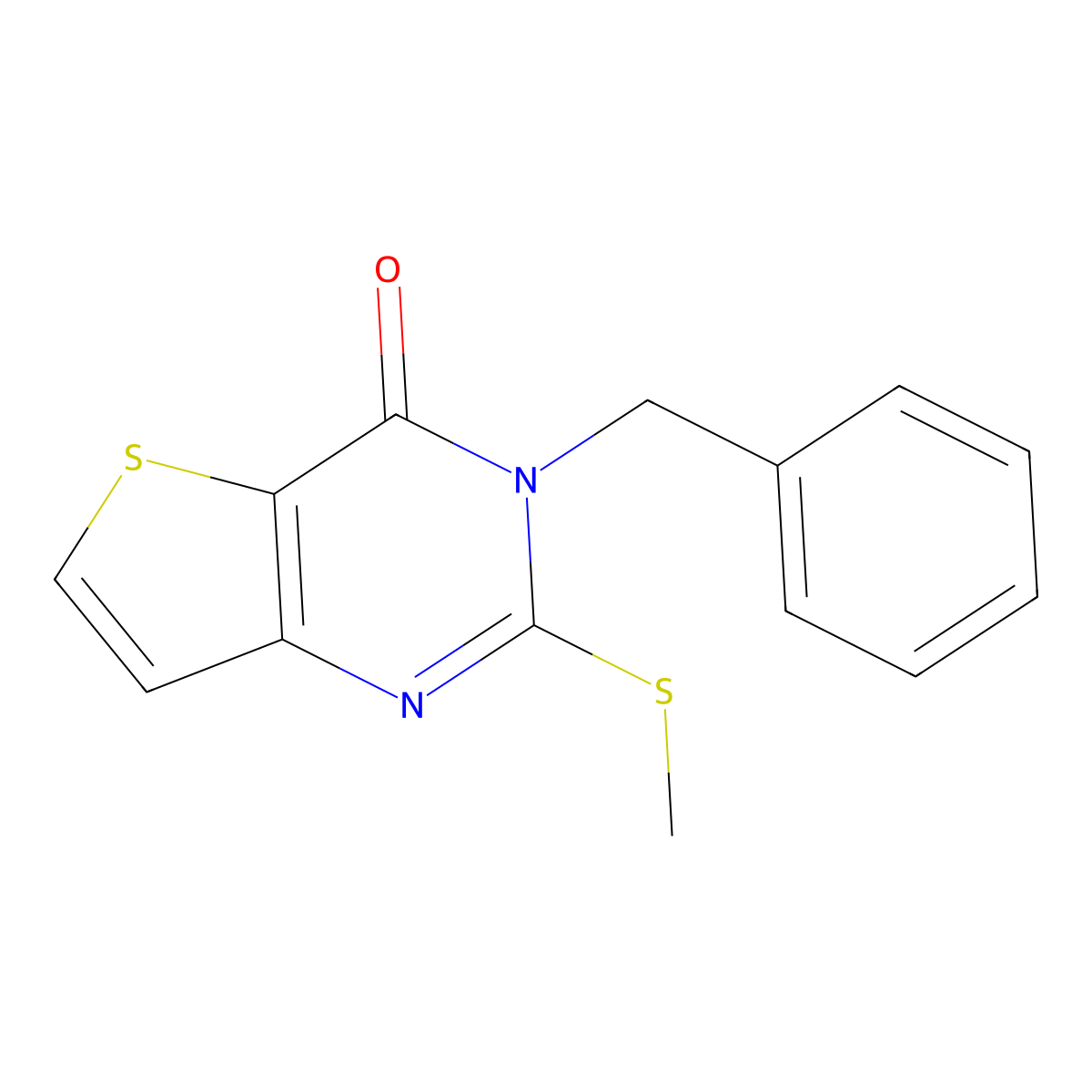 3-Benzyl-2-methylsulfanylthieno[3,2-d]pyrimidin-4-one molecular structure, CAS 440323-72-8