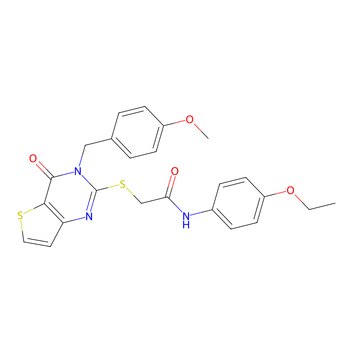 N-(4-ethoxyphenyl)-2-[3-[(4-methoxyphenyl)methyl]-4-oxothieno[3,2-d]pyrimidin-2-yl]sulfanylacetamide molecular structure, CAS 440324-51-6