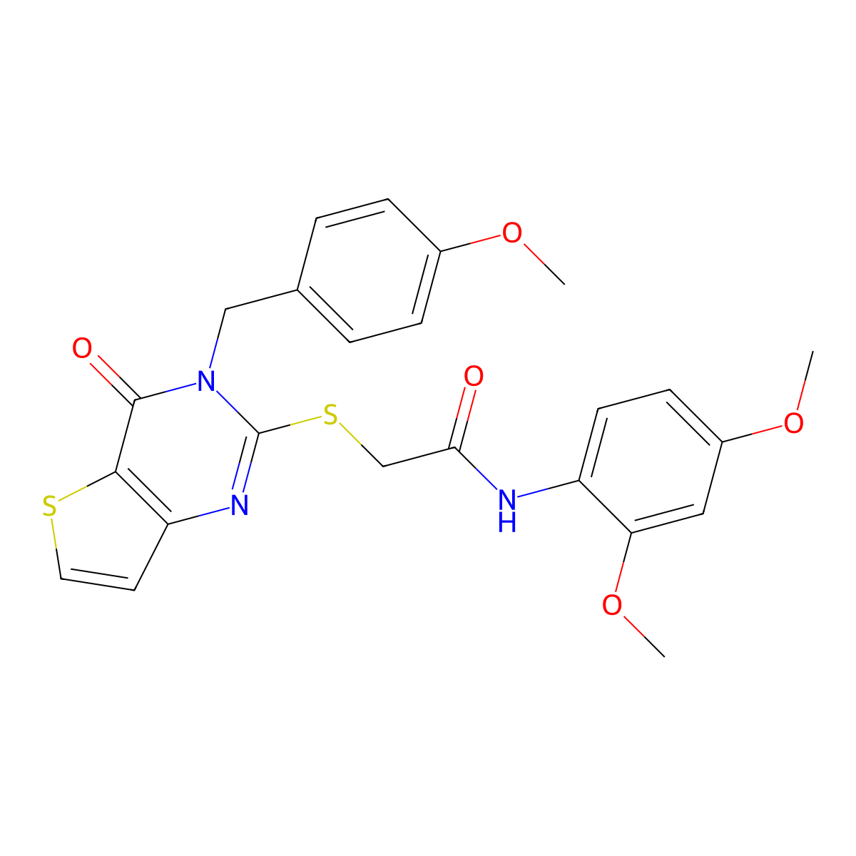 N-(2,4-dimethoxyphenyl)-2-[3-[(4-methoxyphenyl)methyl]-4-oxothieno[3,2-d]pyrimidin-2-yl]sulfanylacetamide molecular structure, CAS 440324-61-8