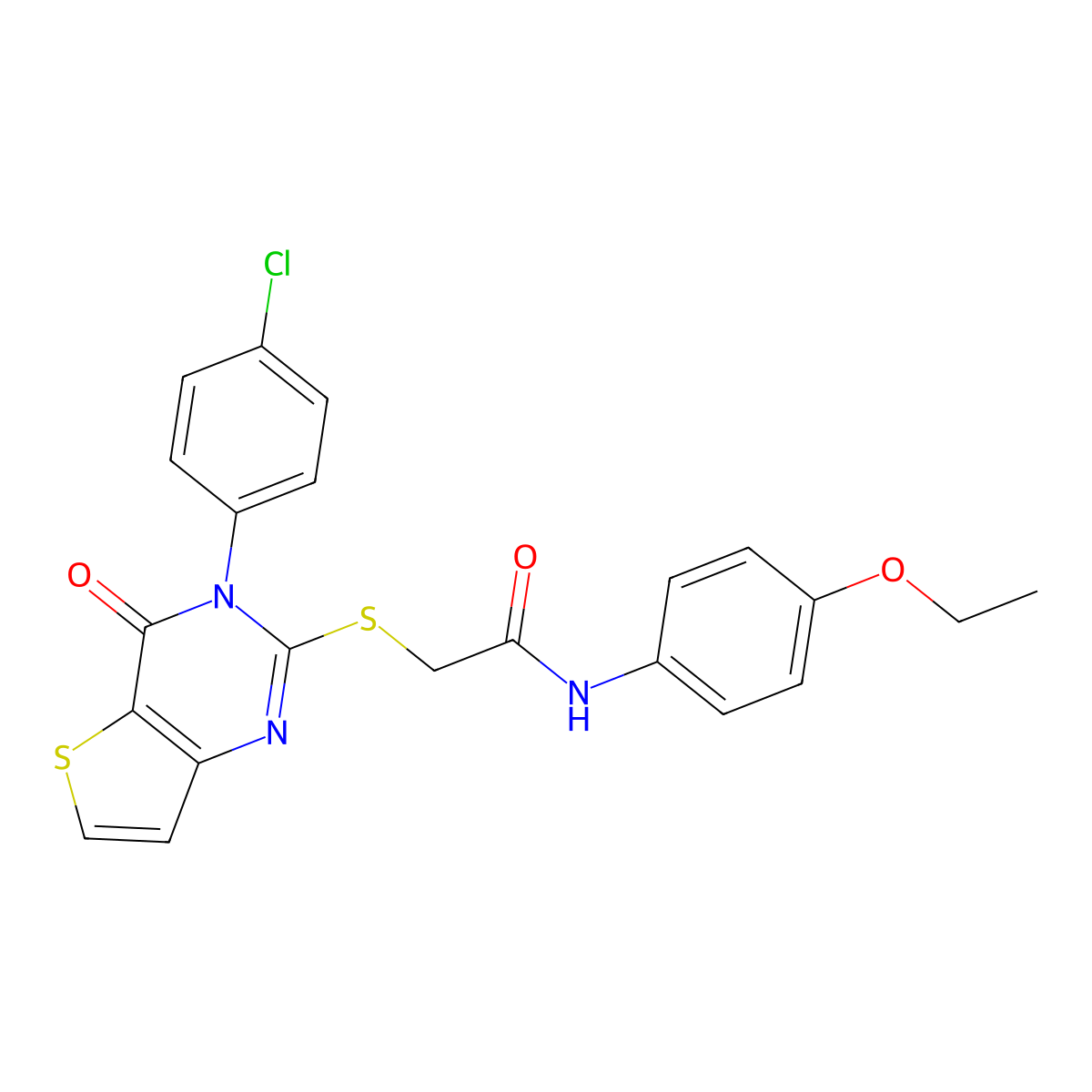2-[3-(4-chlorophenyl)-4-oxothieno[3,2-d]pyrimidin-2-yl]sulfanyl-N-(4-ethoxyphenyl)acetamide molecular structure, CAS 440325-33-7
