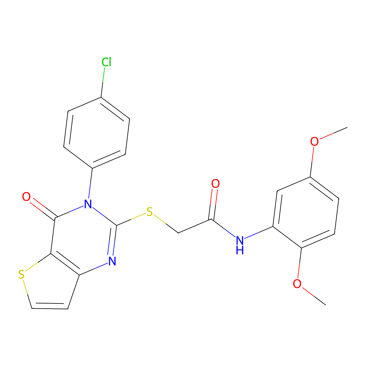 2-[3-(4-chlorophenyl)-4-oxothieno[3,2-d]pyrimidin-2-yl]sulfanyl-N-(2,5-dimethoxyphenyl)acetamide molecular structure, CAS 440325-35-9