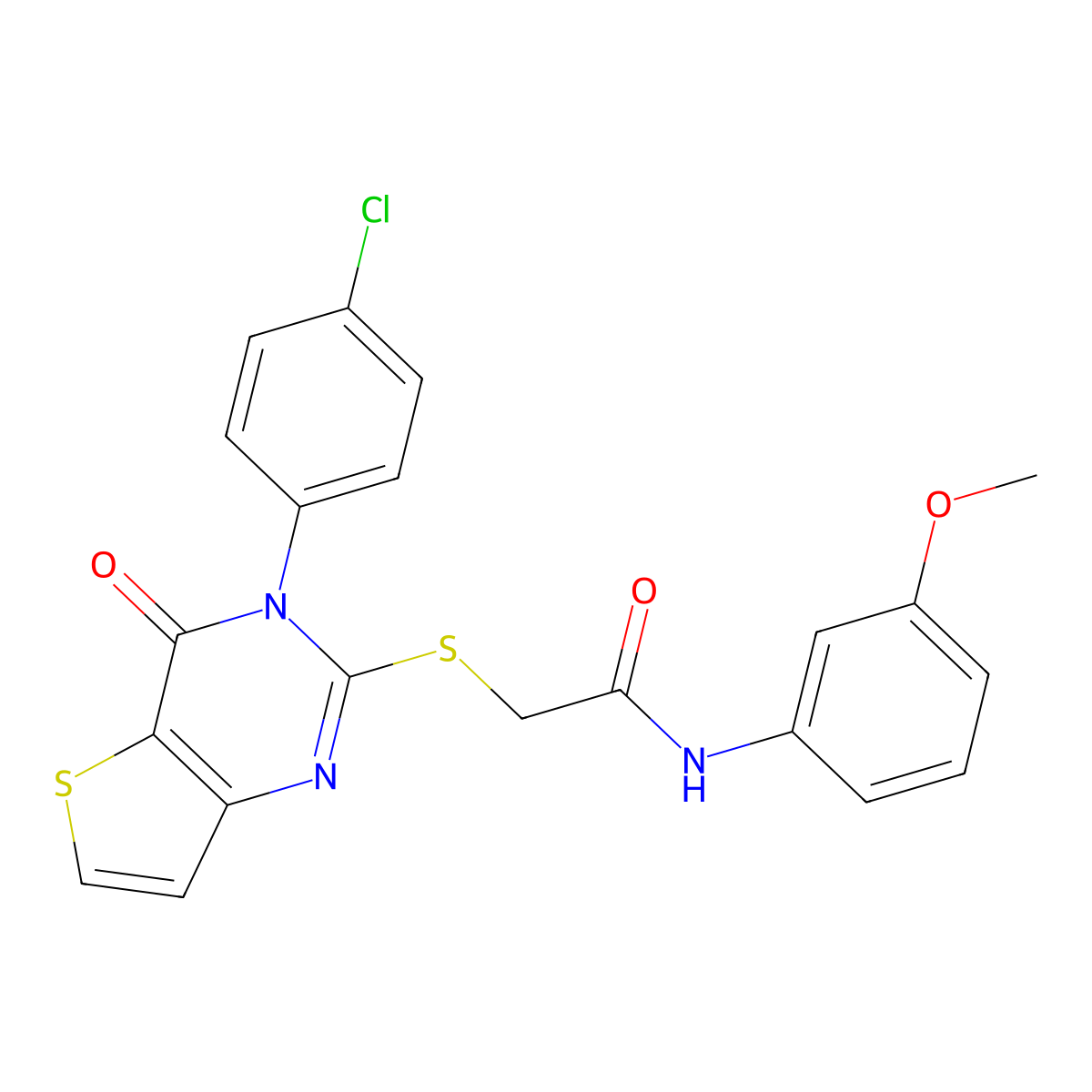 2-[3-(4-chlorophenyl)-4-oxothieno[3,2-d]pyrimidin-2-yl]sulfanyl-N-(3-methoxyphenyl)acetamide molecular structure, CAS 440325-43-9