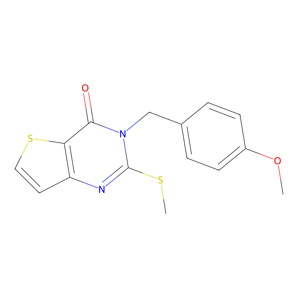 3-[(4-methoxyphenyl)methyl]-2-(methylsulfanyl)-3H,4H-thieno[3,2-d]pyrimidin-4-one molecular structure, CAS 440325-98-4