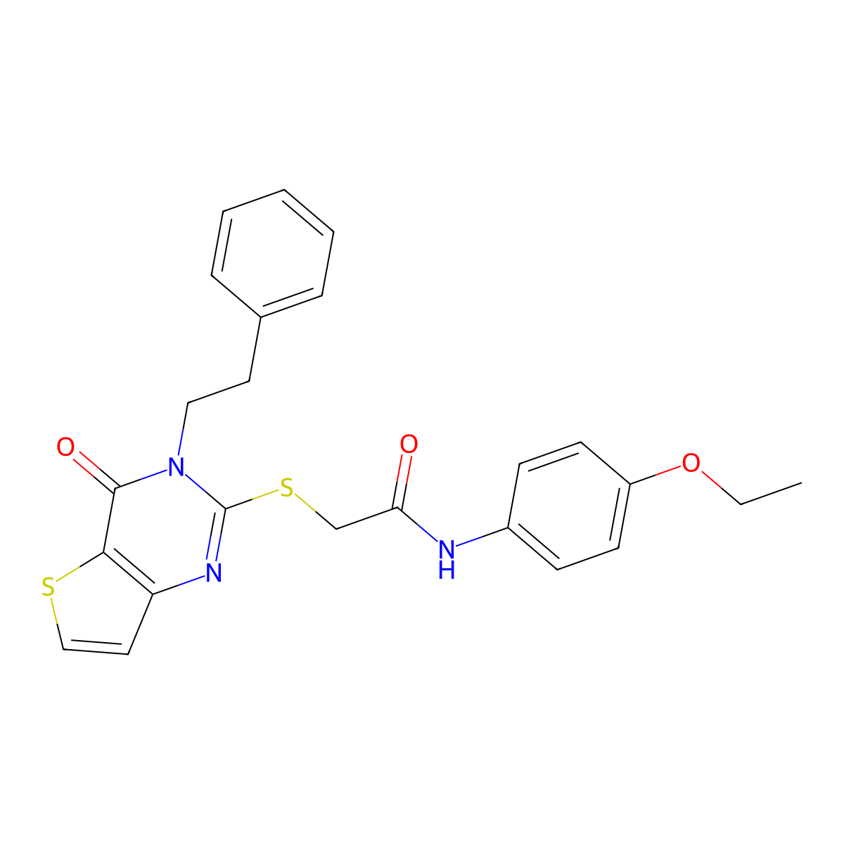 N-(4-ethoxyphenyl)-2-((4-oxo-3-phenethyl-3,4-dihydrothieno[3,2-d]pyrimidin-2-yl)thio)acetamide molecular structure, CAS 440326-03-4