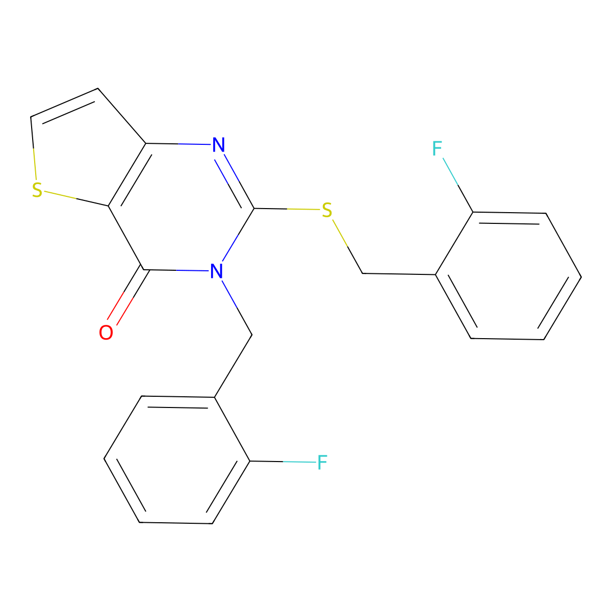 3-(2-fluorobenzyl)-2-((2-fluorobenzyl)thio)thieno[3,2-d]pyrimidin-4(3H)-one molecular structure, CAS 440326-53-4