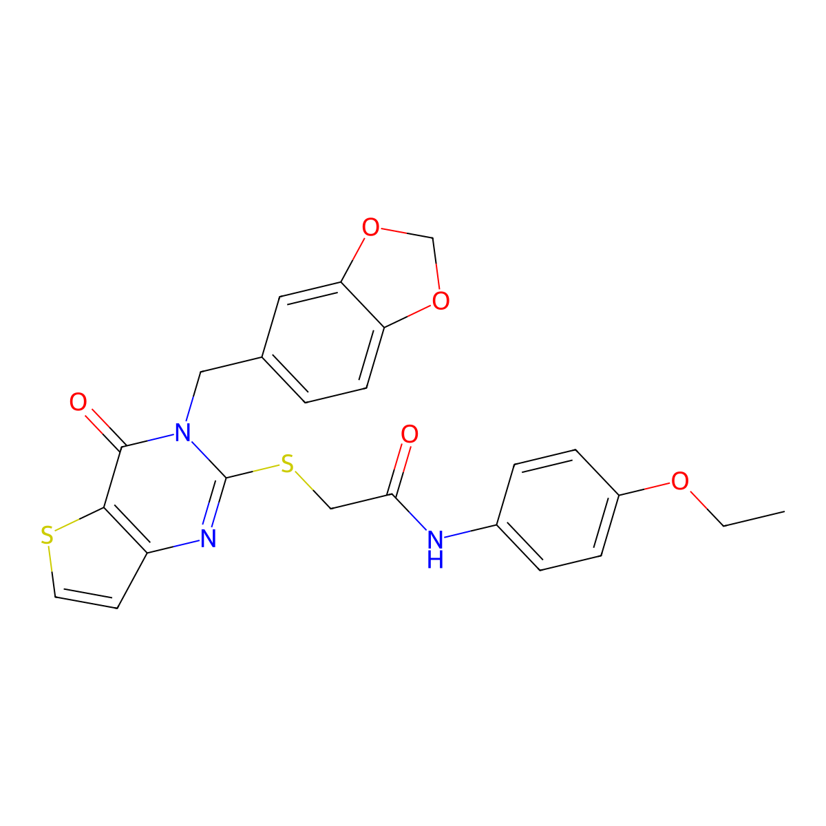 2-[3-(1,3-benzodioxol-5-ylmethyl)-4-oxothieno[3,2-d]pyrimidin-2-yl]sulfanyl-N-(4-ethoxyphenyl)acetamide molecular structure, CAS 440328-06-3