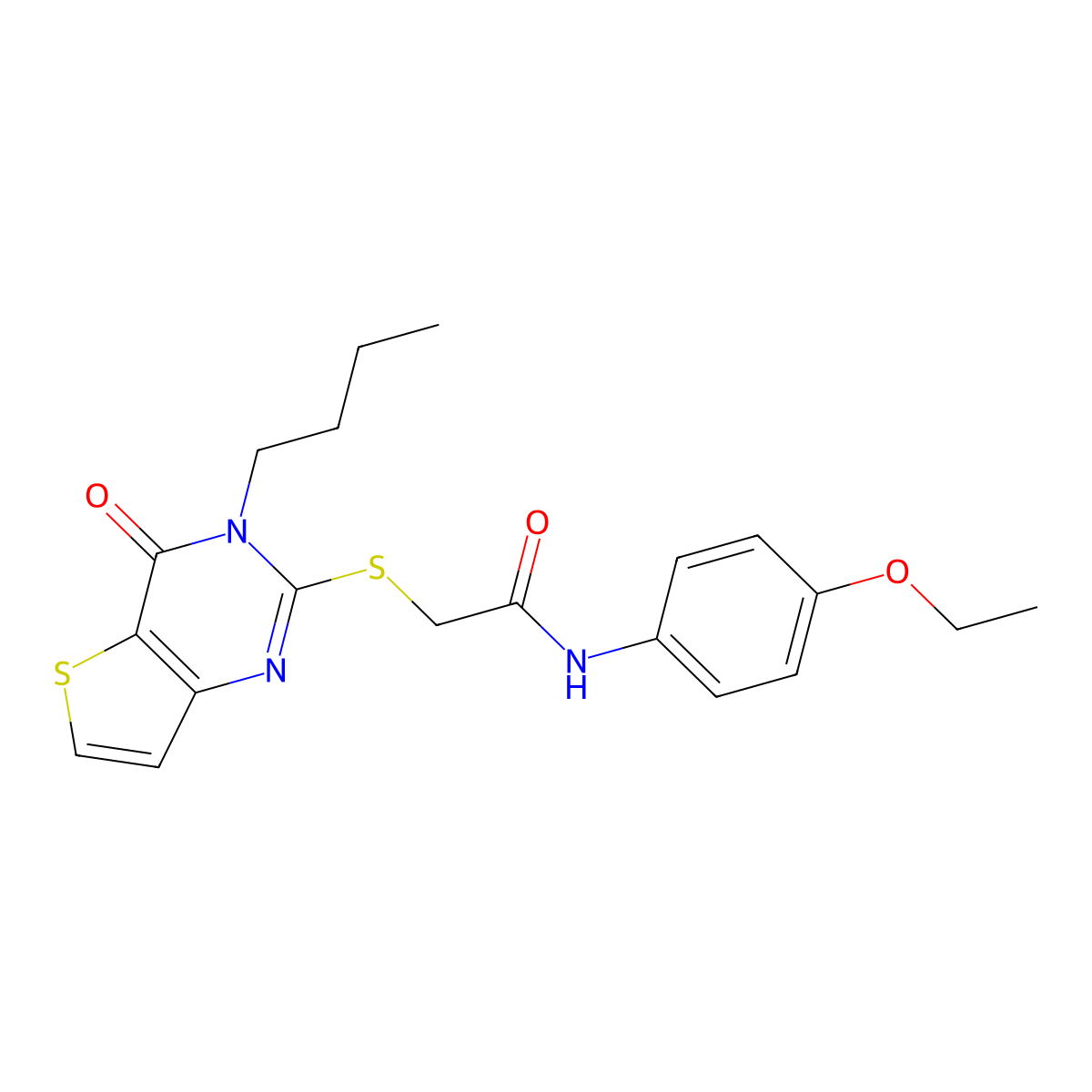 2-(3-butyl-4-oxothieno[3,2-d]pyrimidin-2-yl)sulfanyl-N-(4-ethoxyphenyl)acetamide molecular structure, CAS 440328-59-6