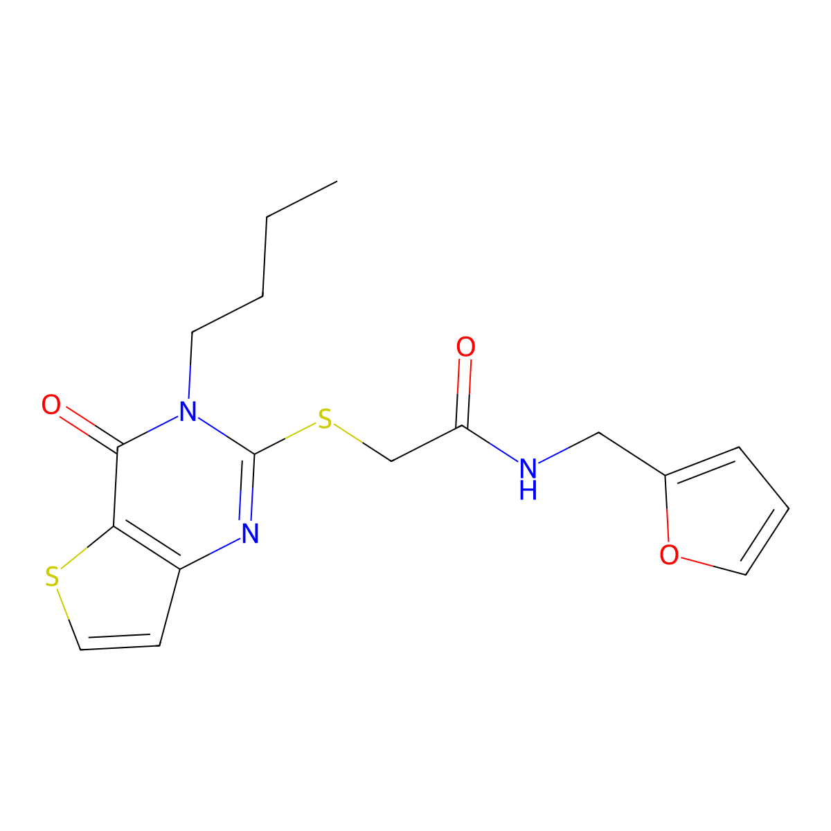 2-({3-butyl-4-oxo-3H,4H-thieno[3,2-d]pyrimidin-2-yl}sulfanyl)-N-[(furan-2-yl)methyl]acetamide molecular structure, CAS 440328-62-1