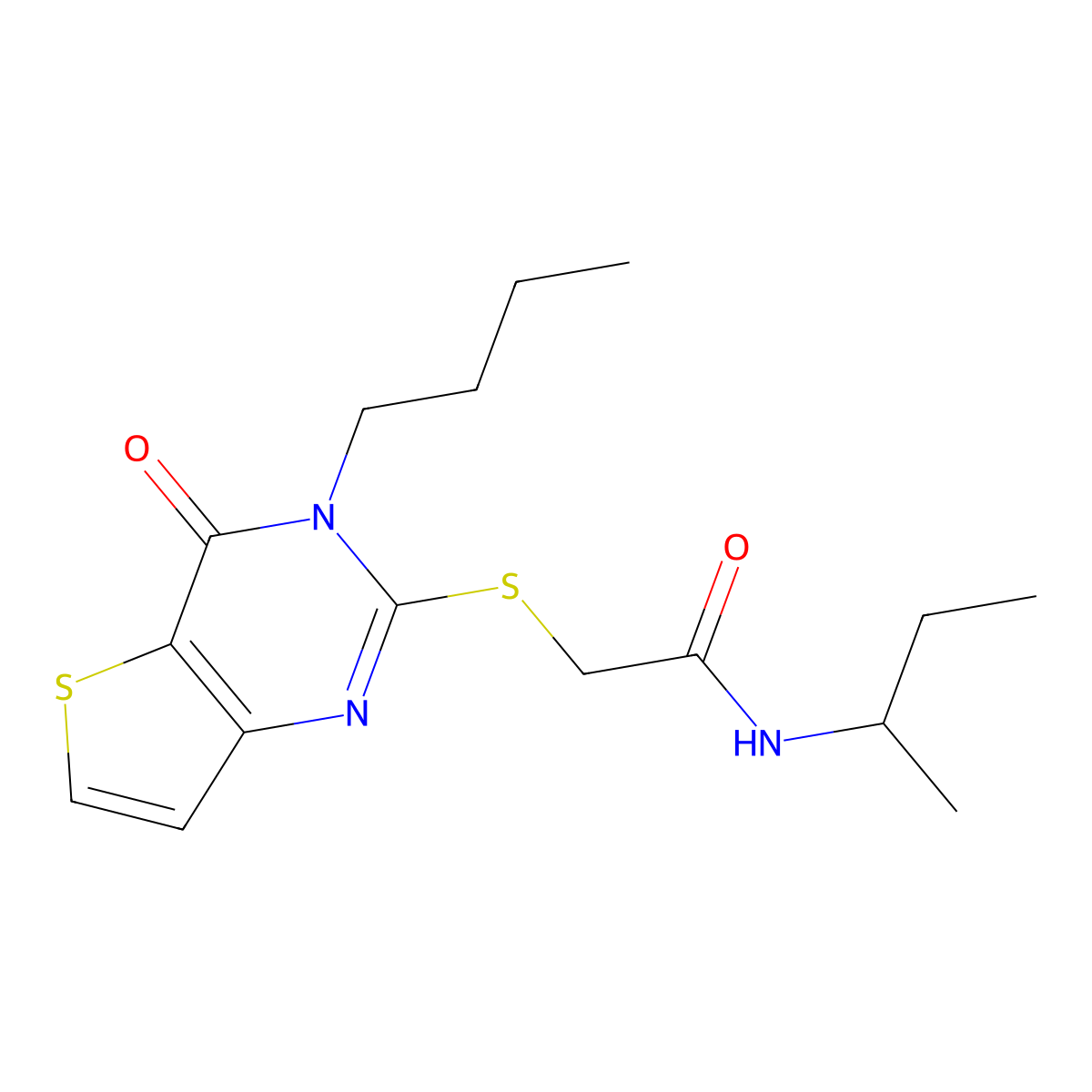 N-butan-2-yl-2-(3-butyl-4-oxothieno[3,2-d]pyrimidin-2-yl)sulfanylacetamide molecular structure, CAS 440328-93-8