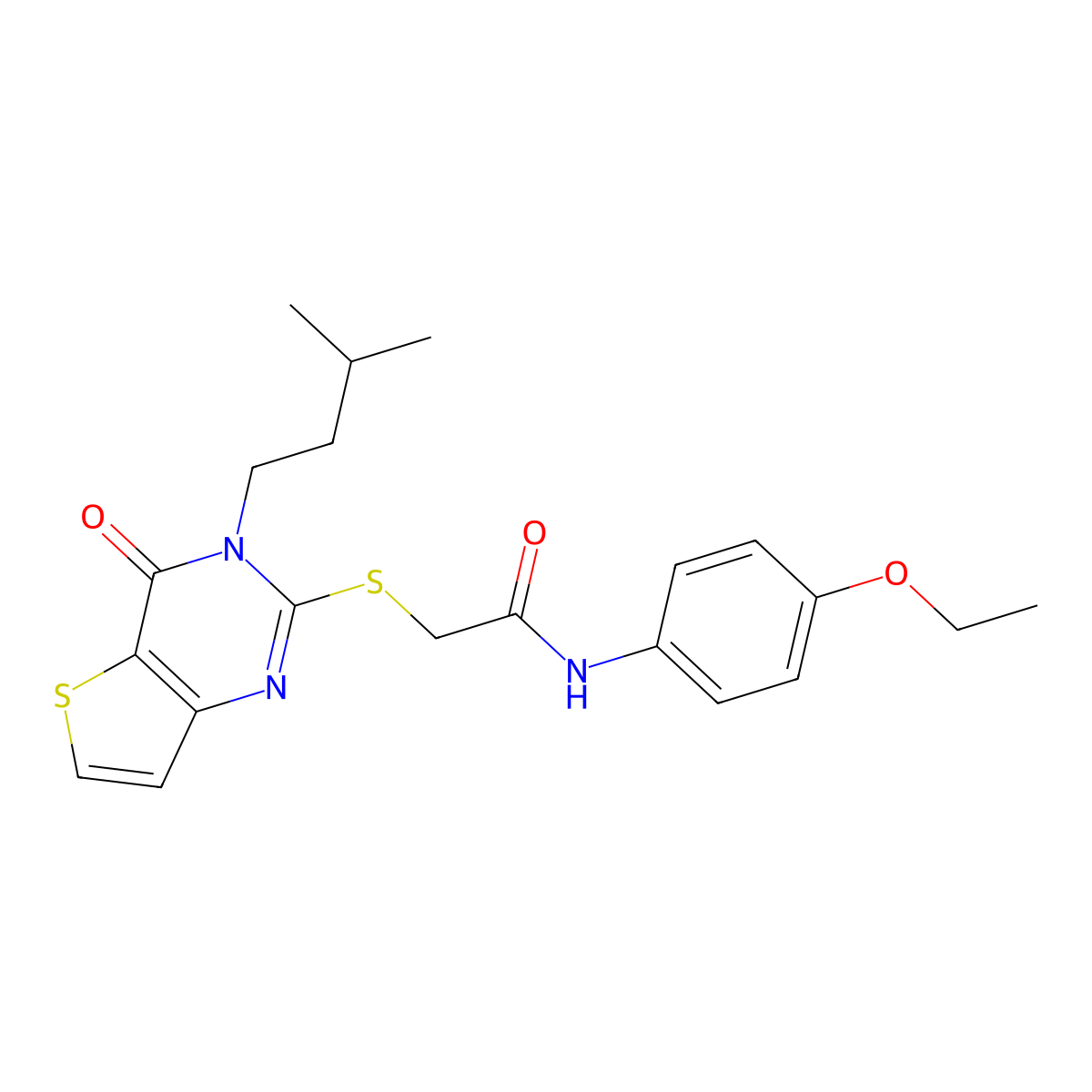 N-(4-ethoxyphenyl)-2-[3-(3-methylbutyl)-4-oxothieno[3,2-d]pyrimidin-2-yl]sulfanylacetamide molecular structure, CAS 440329-76-0