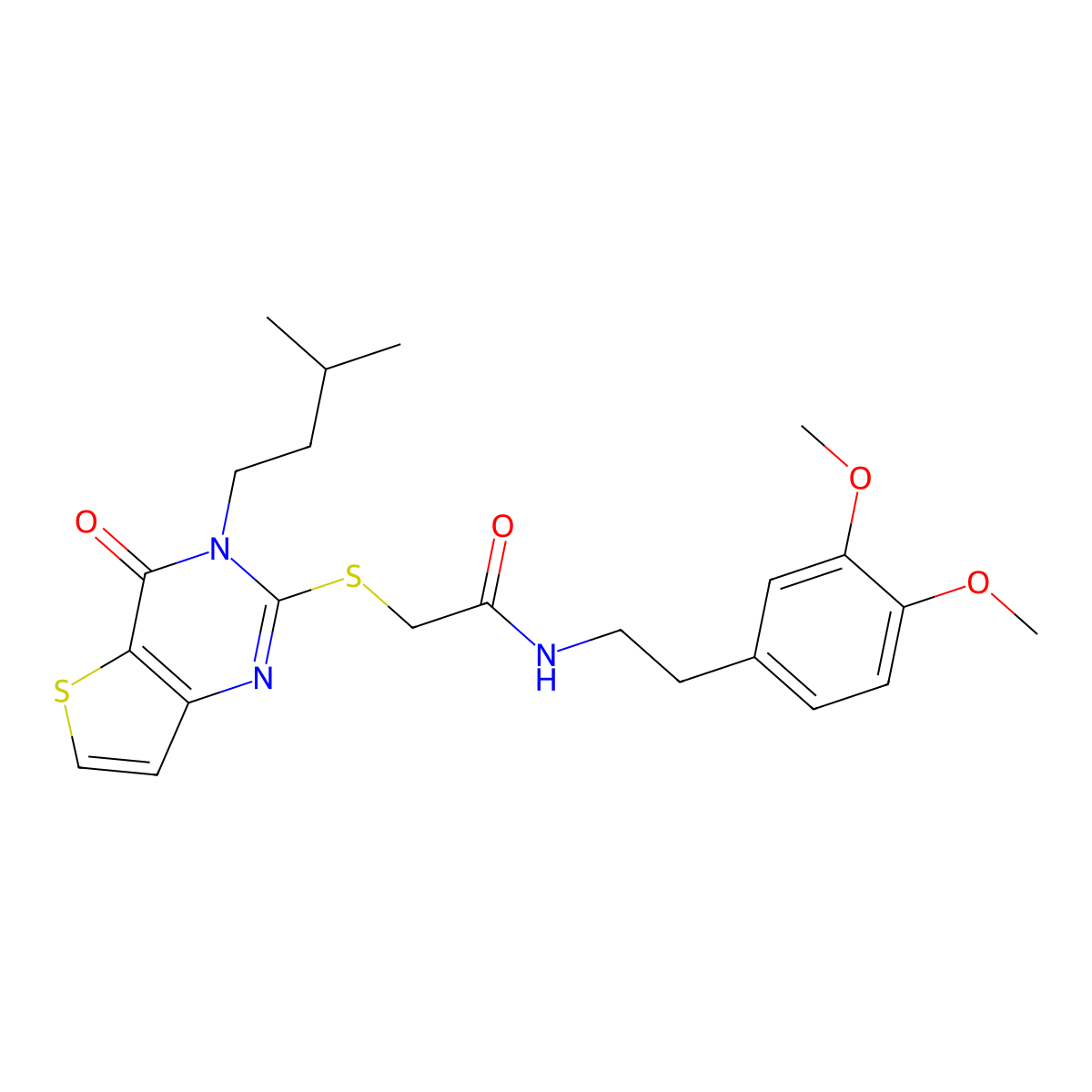 N-[2-(3,4-dimethoxyphenyl)ethyl]-2-[3-(3-methylbutyl)-4-oxothieno[3,2-d]pyrimidin-2-yl]sulfanylacetamide molecular structure, CAS 440329-82-8