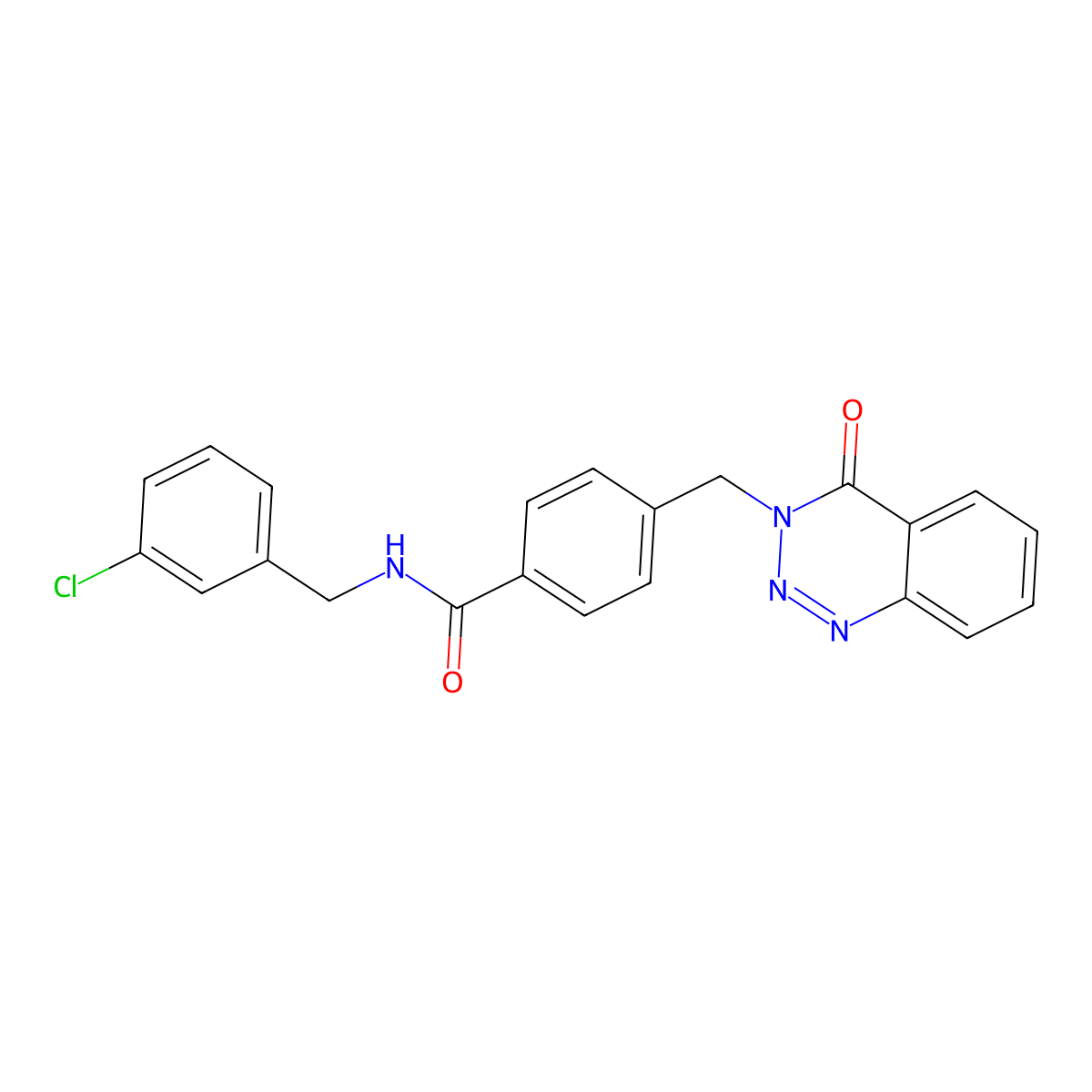 N-[(3-chlorophenyl)methyl]-4-[(4-oxo-3,4-dihydro-1,2,3-benzotriazin-3-yl)methyl]benzamide molecular structure, CAS 440330-43-8