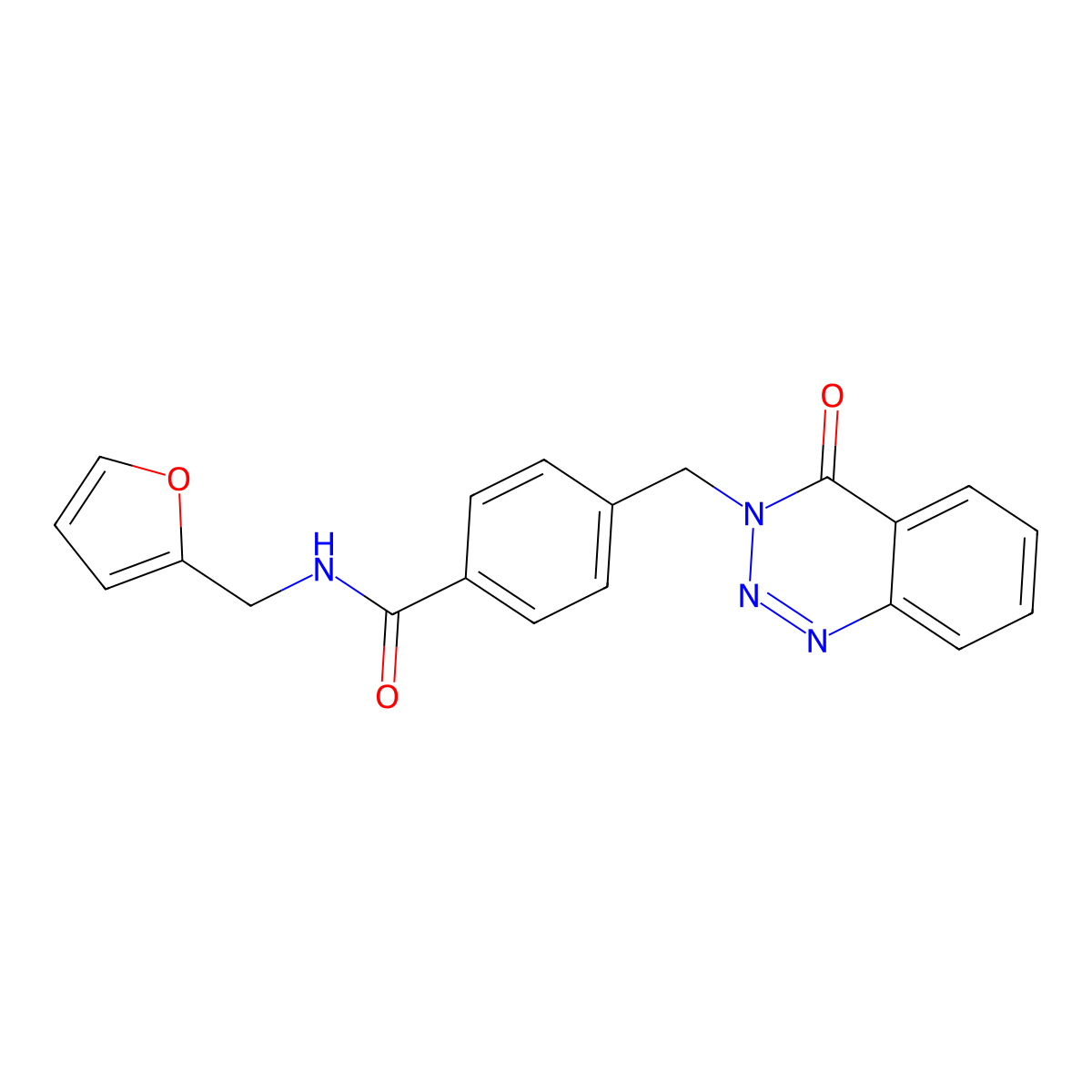 N-[(furan-2-yl)methyl]-4-[(4-oxo-3,4-dihydro-1,2,3-benzotriazin-3-yl)methyl]benzamide molecular structure, CAS 440330-56-3
