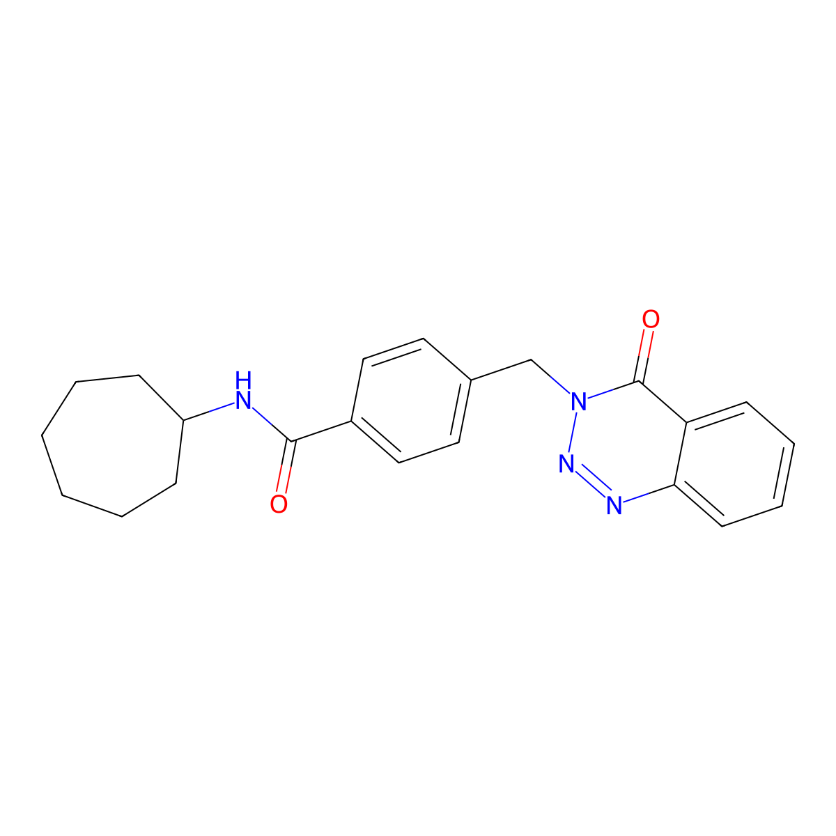 N-cycloheptyl-4-((4-oxobenzo[d][1,2,3]triazin-3(4H)-yl)methyl)benzamide molecular structure, CAS 440330-60-9