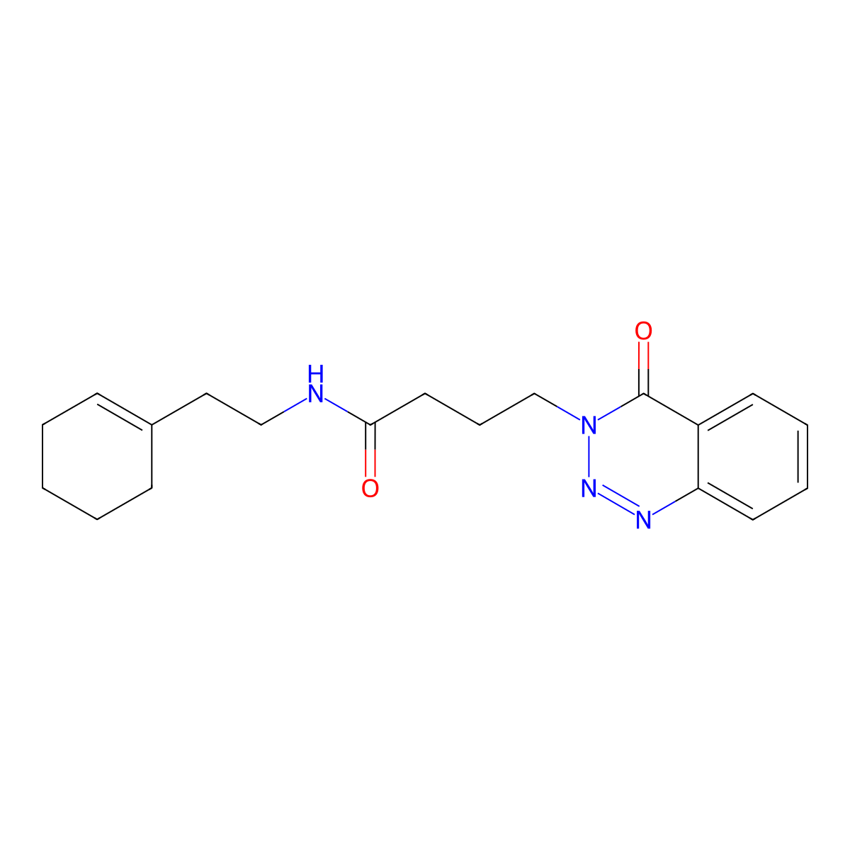 N-[2-(cyclohex-1-en-1-yl)ethyl]-4-(4-oxo-1,2,3-benzotriazin-3(4H)-yl)butanamide molecular structure, CAS 440331-26-0