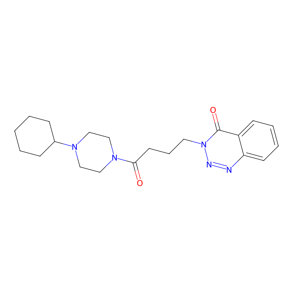3-[4-(4-Cyclohexylpiperazin-1-yl)-4-oxobutyl]-1,2,3-benzotriazin-4-one molecular structure, CAS 440331-35-1