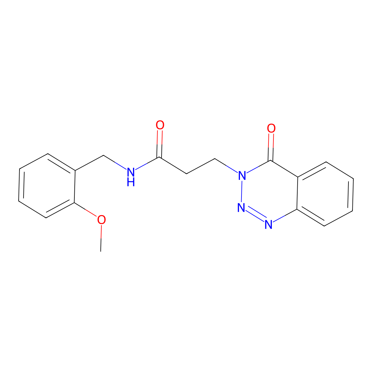 N-[(2-methoxyphenyl)methyl]-3-(4-oxo-3,4-dihydro-1,2,3-benzotriazin-3-yl)propanamide molecular structure, CAS 440331-56-6