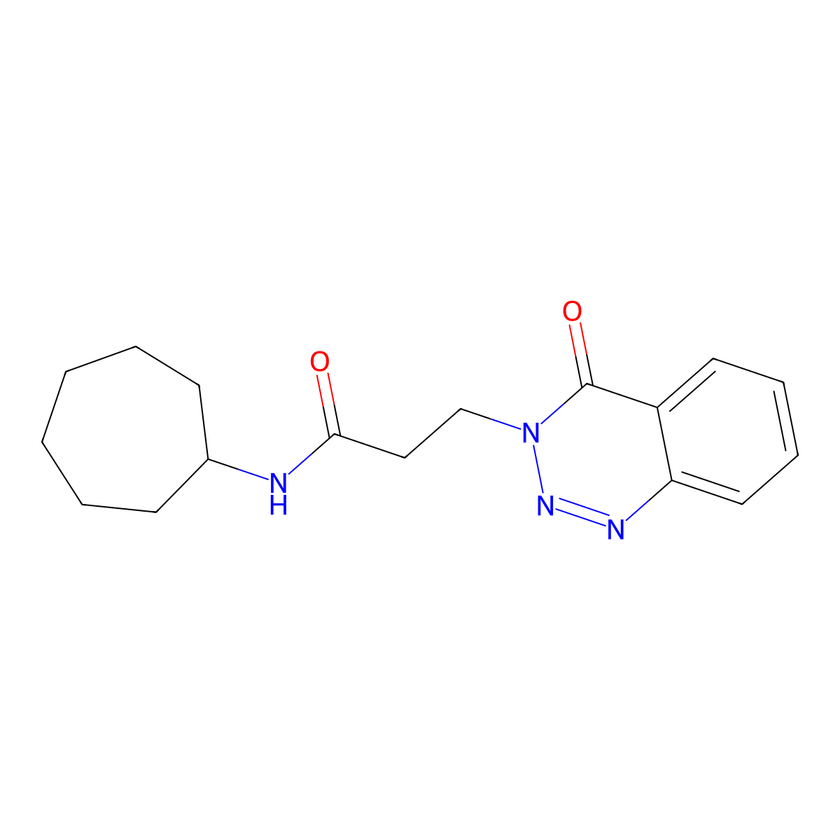 N-cycloheptyl-3-(4-oxo-1,2,3-benzotriazin-3-yl)propanamide molecular structure, CAS 440331-68-0
