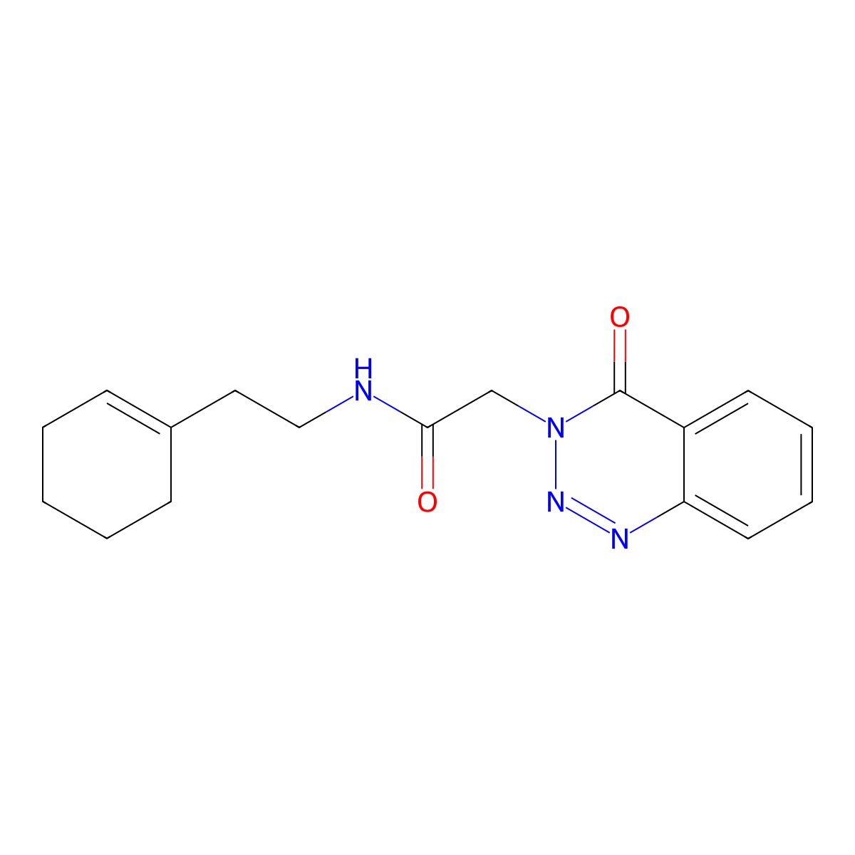 N-[2-(cyclohexen-1-yl)ethyl]-2-(4-oxo-1,2,3-benzotriazin-3-yl)acetamide molecular structure, CAS 440332-04-7
