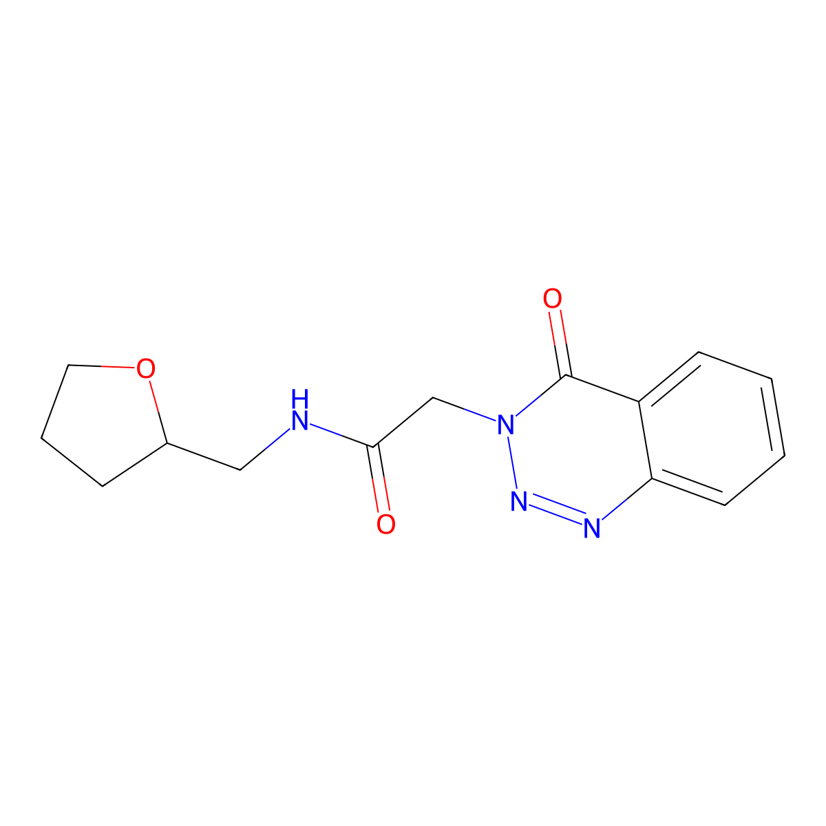 2-(4-oxo-3,4-dihydro-1,2,3-benzotriazin-3-yl)-N-[(oxolan-2-yl)methyl]acetamide molecular structure, CAS 440332-07-0