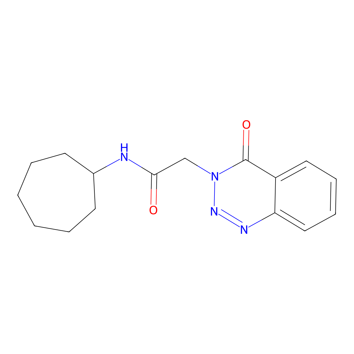 N-cycloheptyl-2-(4-oxo-1,2,3-benzotriazin-3(4H)-yl)acetamide molecular structure, CAS 440332-08-1
