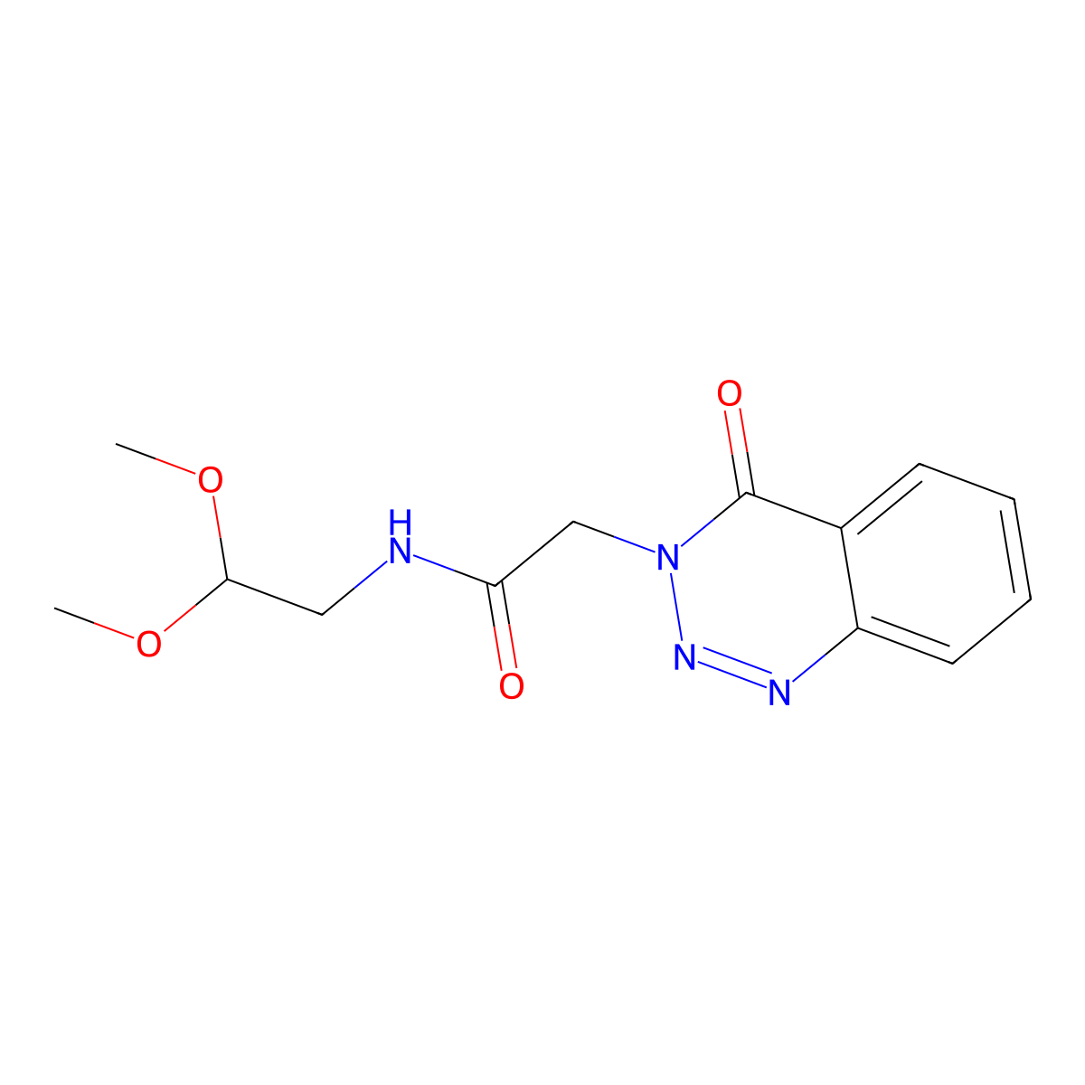 N-(2,2-dimethoxyethyl)-2-(4-oxo-1,2,3-benzotriazin-3-yl)acetamide molecular structure, CAS 440332-09-2