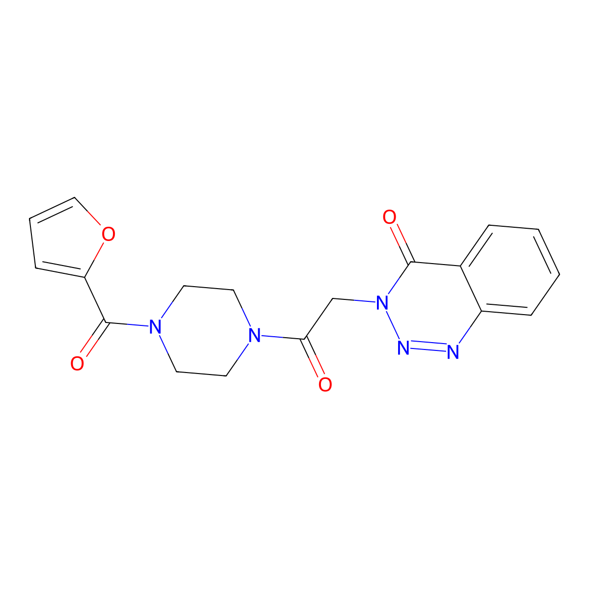 3-[2-[4-(Furan-2-carbonyl)piperazin-1-yl]-2-oxoethyl]-1,2,3-benzotriazin-4-one molecular structure, CAS 440332-20-7
