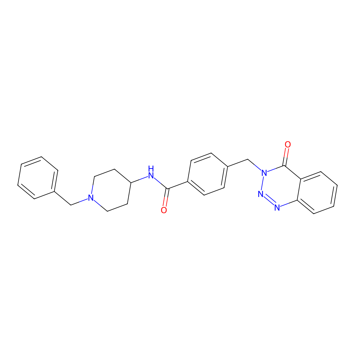 N-(1-benzylpiperidin-4-yl)-4-[(4-oxo-3,4-dihydro-1,2,3-benzotriazin-3-yl)methyl]benzamide molecular structure, CAS 440332-62-7