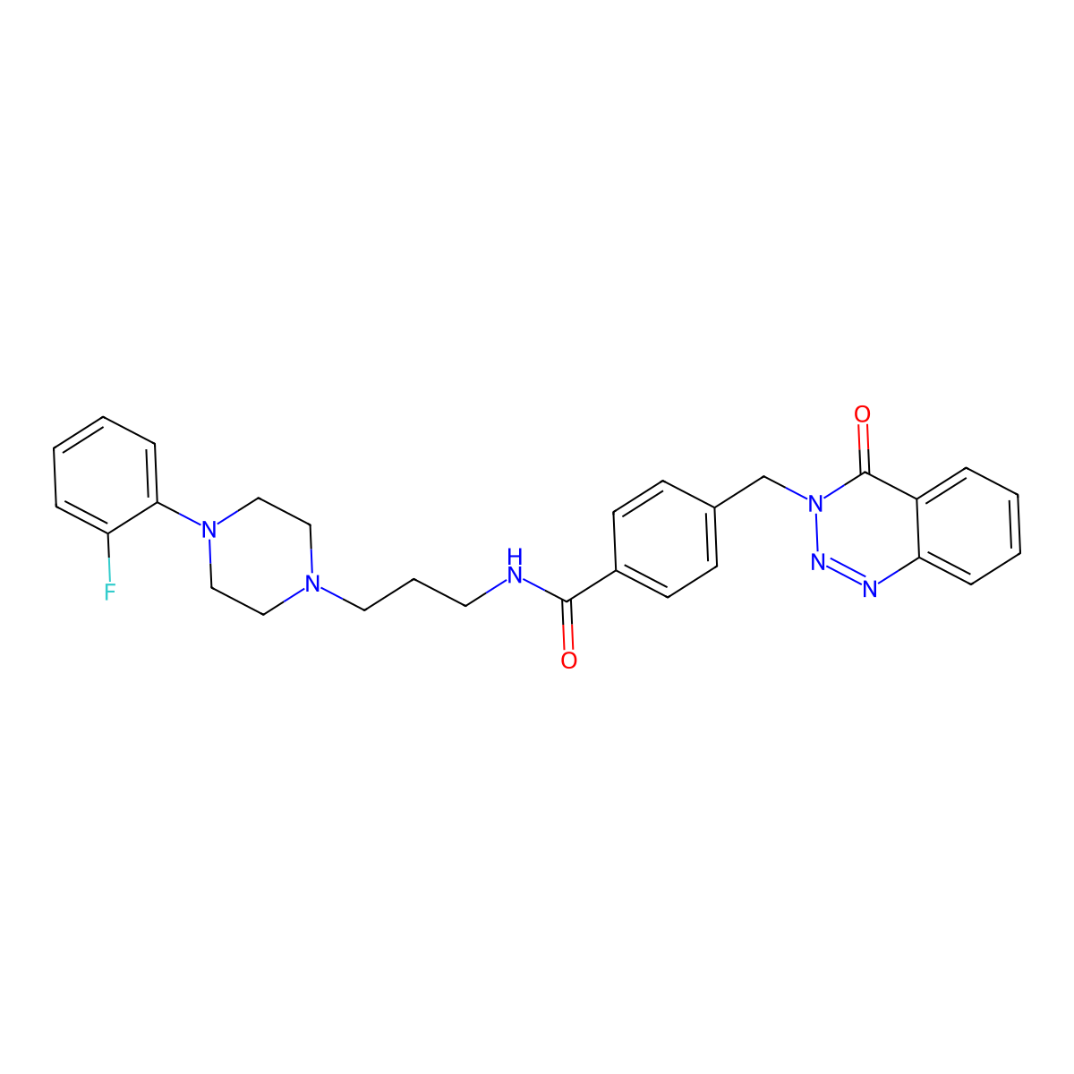 N-{3-[4-(2-fluorophenyl)piperazin-1-yl]propyl}-4-[(4-oxo-3,4-dihydro-1,2,3-benzotriazin-3-yl)methyl]benzamide molecular structure, CAS 440332-64-9