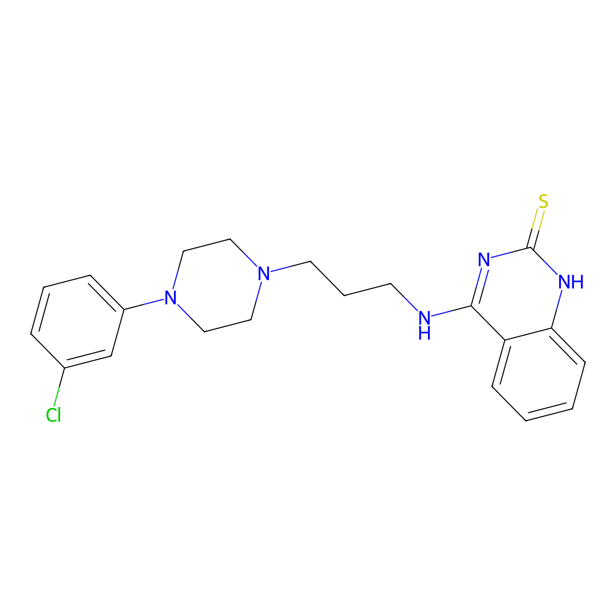 4-[3-[4-(3-chlorophenyl)piperazin-1-yl]propylamino]-1H-quinazoline-2-thione molecular structure, CAS 440334-19-0