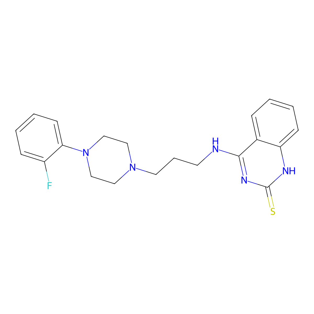 4-((3-(4-(2-fluorophenyl)piperazin-1-yl)propyl)amino)quinazoline-2(1H)-thione molecular structure, CAS 440334-21-4