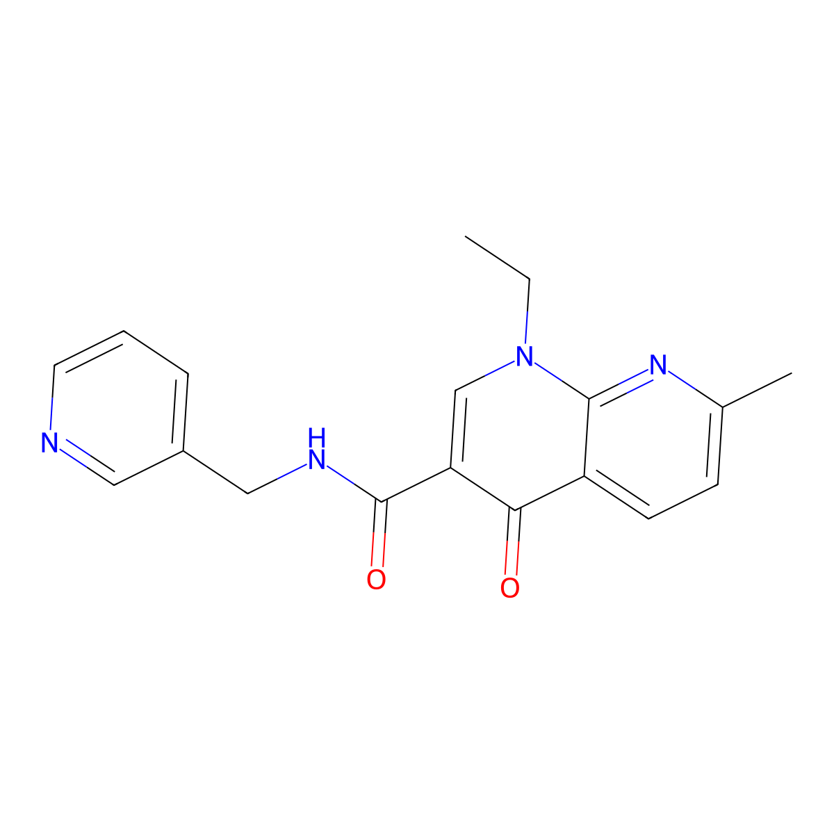 1-ethyl-7-methyl-4-oxo-N-(pyridin-3-ylmethyl)-1,4-dihydro-1,8-naphthyridine-3-carboxamide molecular structure, CAS 440337-94-0