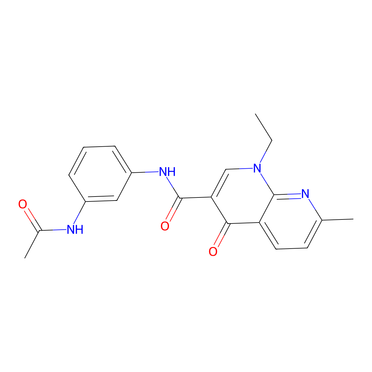 N-[3-(acetylamino)phenyl]-1-ethyl-7-methyl-4-oxo-1,4-dihydro-1,8-naphthyridine-3-carboxamide molecular structure, CAS 440338-23-8