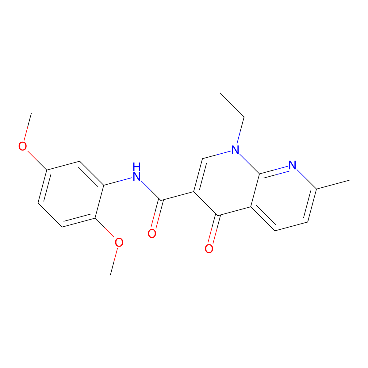 N-(2,5-dimethoxyphenyl)-1-ethyl-7-methyl-4-oxo-1,4-dihydro-1,8-naphthyridine-3-carboxamide molecular structure, CAS 440338-31-8