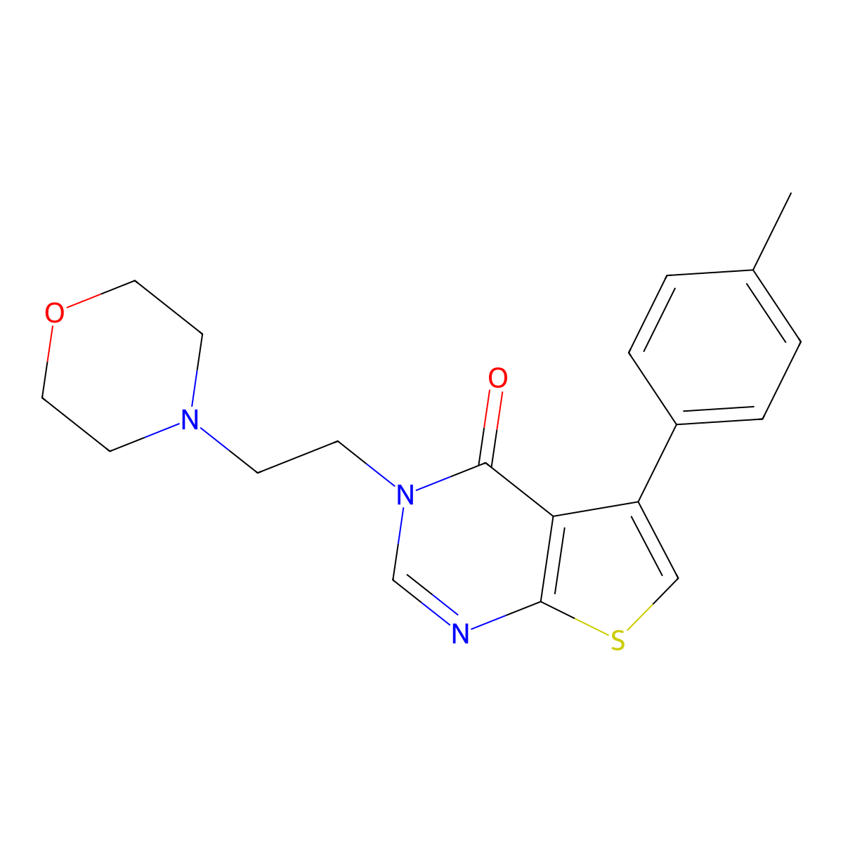 5-(4-methylphenyl)-3-(2-morpholin-4-ylethyl)thieno[2,3-d]pyrimidin-4(3H)-one molecular structure, CAS 440338-61-4
