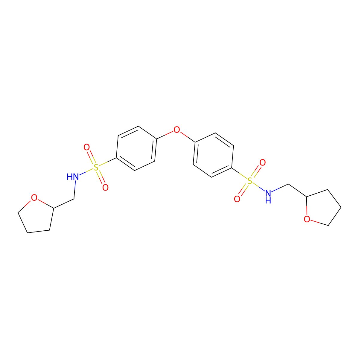 N-(tetrahydro-2-furanylmethyl)-4-(4-{[(tetrahydro-2-furanylmethyl)amino]sulfonyl}phenoxy)benzenesulfonamide molecular structure, CAS 440338-68-1