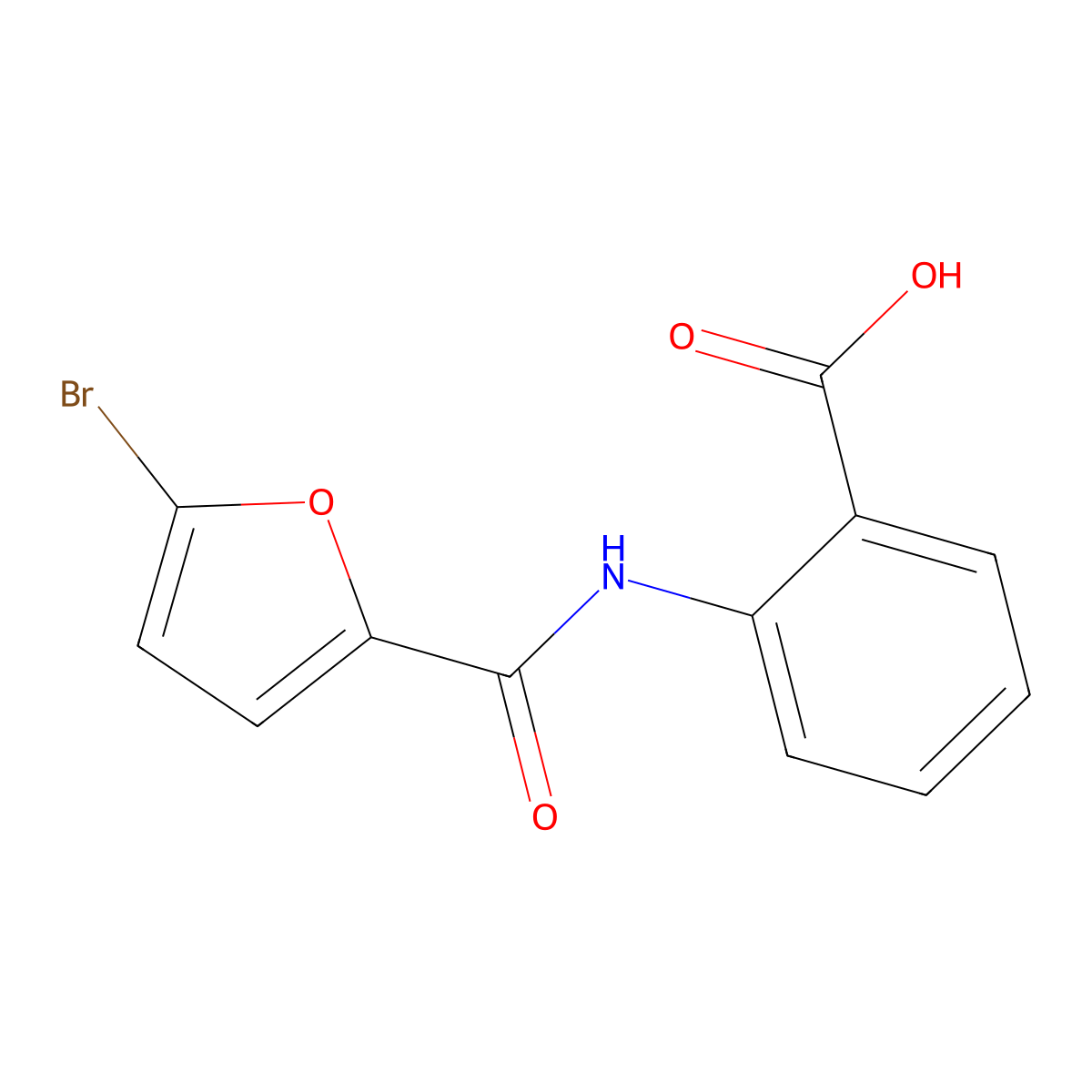 2-[[(5-Bromo-2-furanyl)-oxomethyl]amino]benzoic acid molecular structure, CAS 440341-37-7